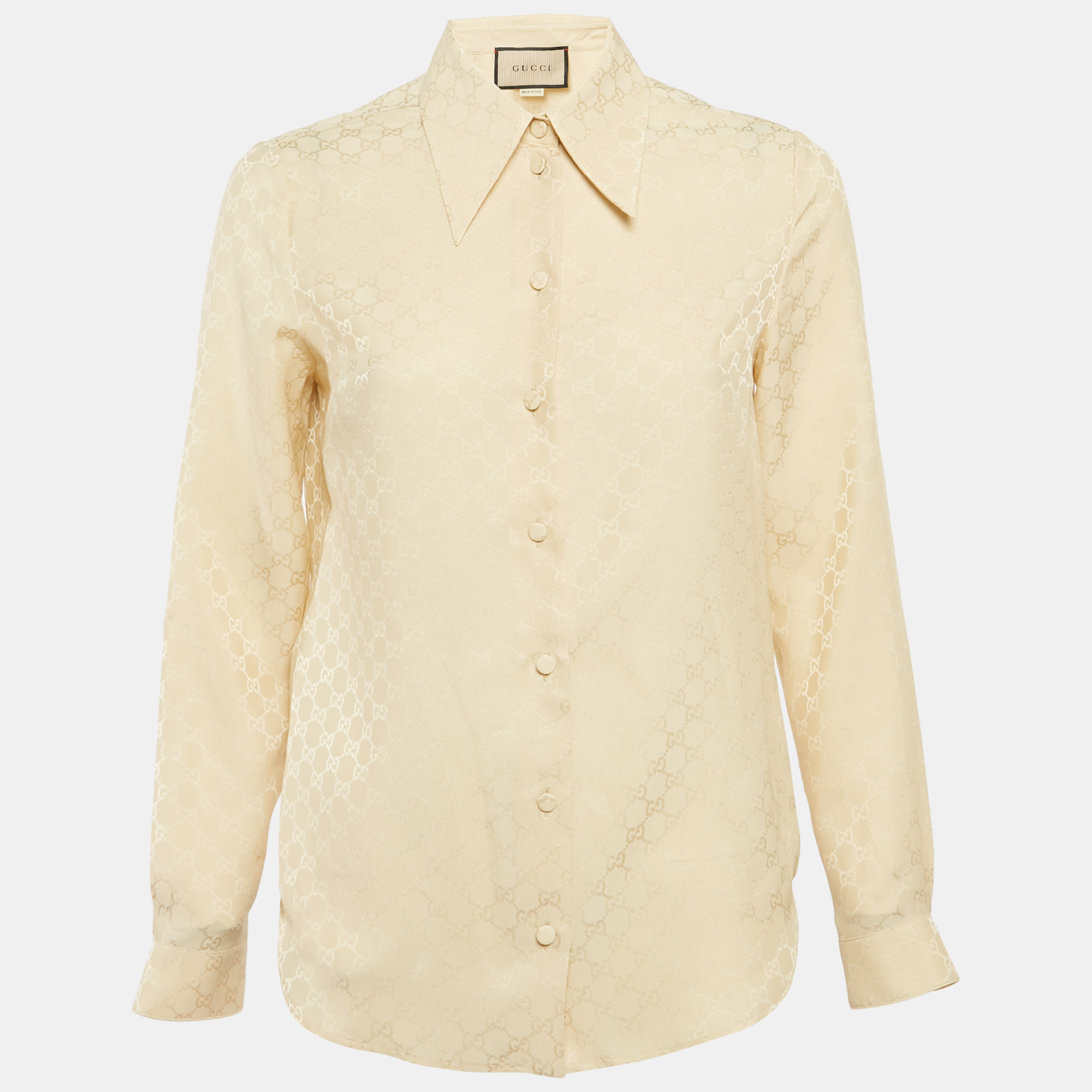 

Gucci Beige GG Silk Crepe Button Front Shirt XS