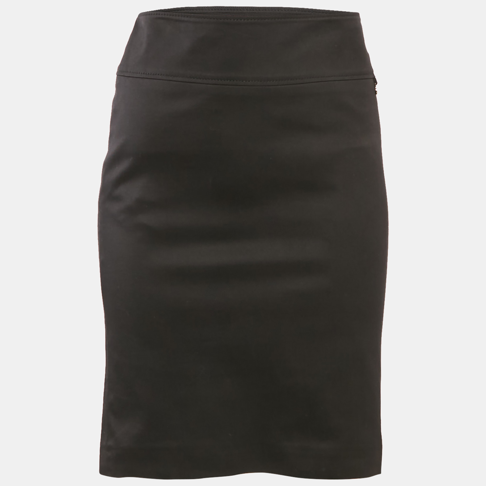 

Gucci Black Cotton Gabardine GG Badge Detail Knee-Length Skirt M