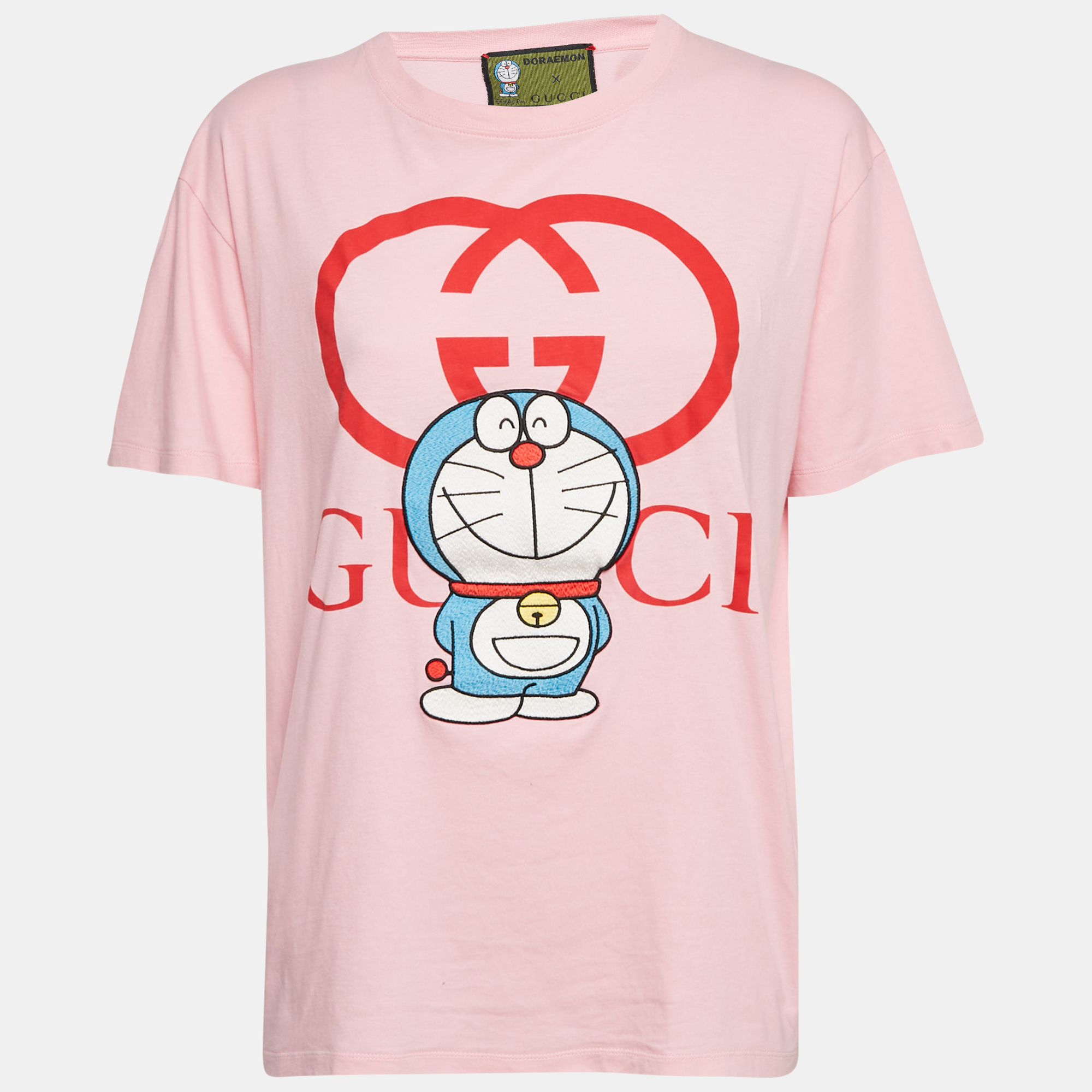 

Gucci x Doraemon Pink Embroidered Jersey Crewneck T-Shirt XS