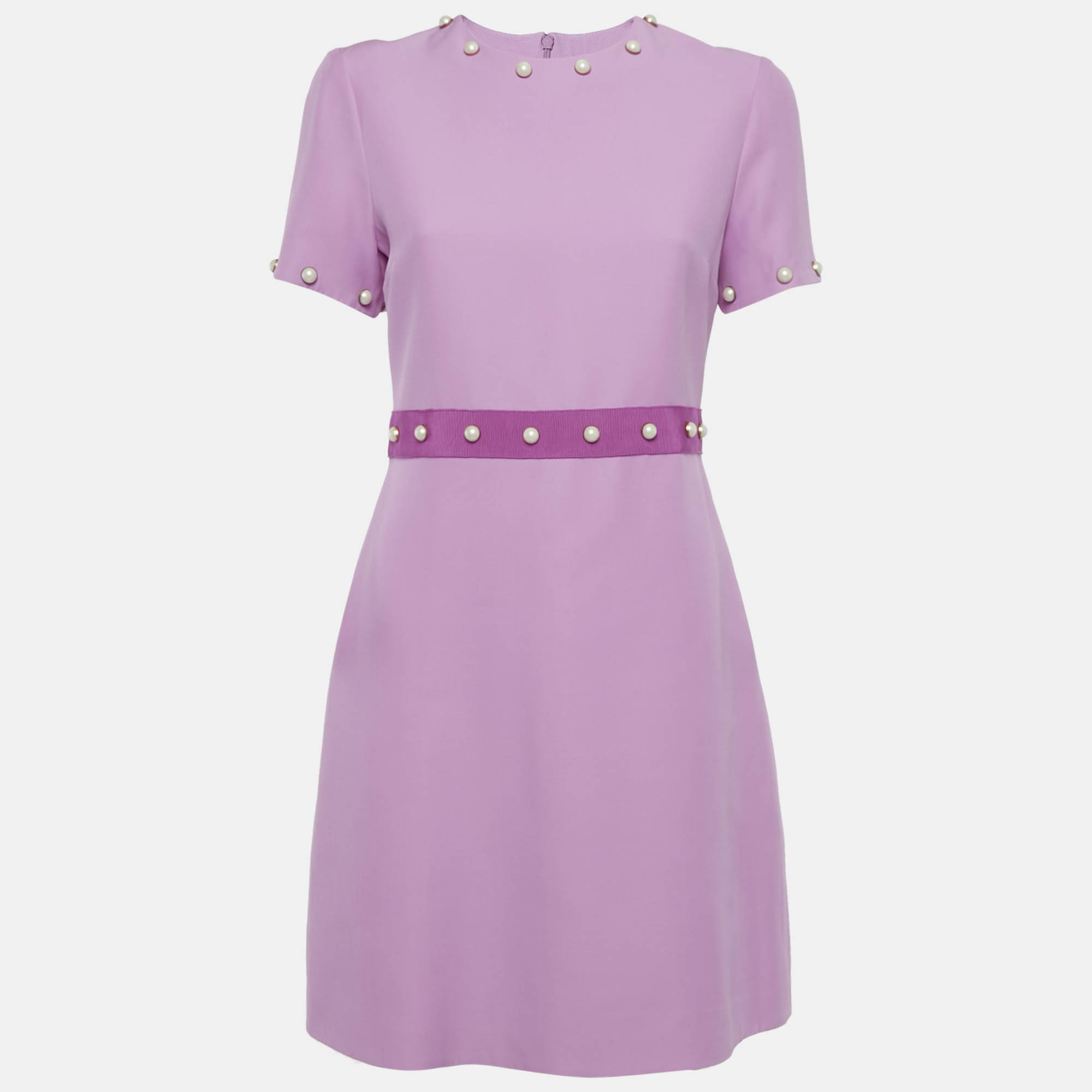 

Gucci Pink Wool Blend Pearl Button Detail Mini Dress M