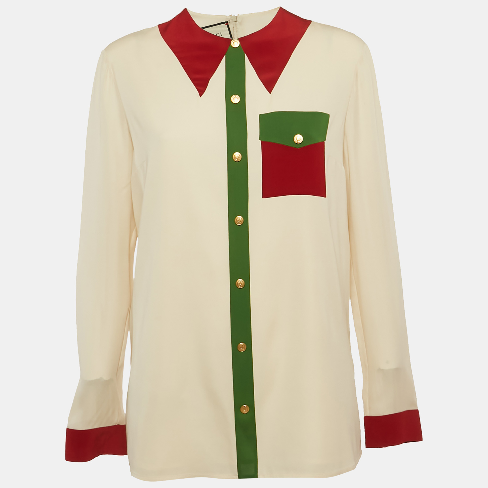 

Gucci Cream Silk Long Sleeve Blouse M