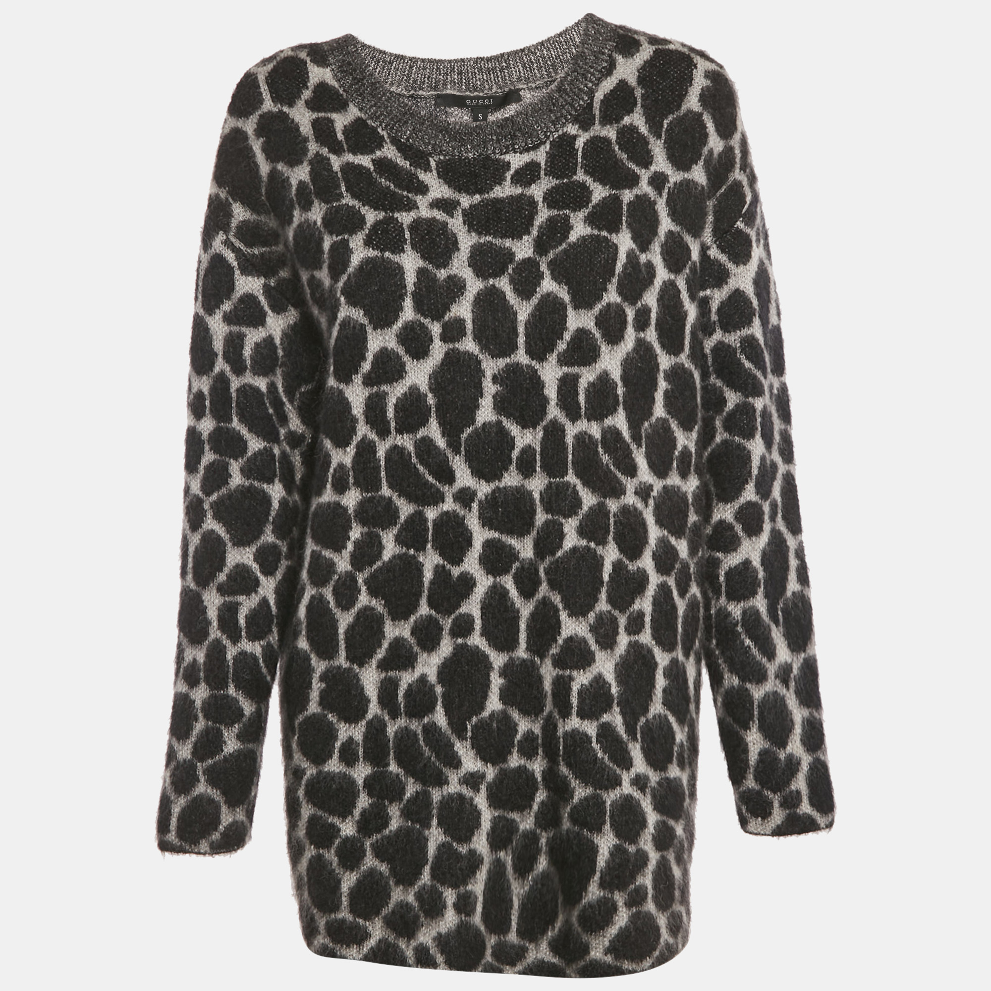 

Gucci Grey Animal Patterned Mohair Sweater S