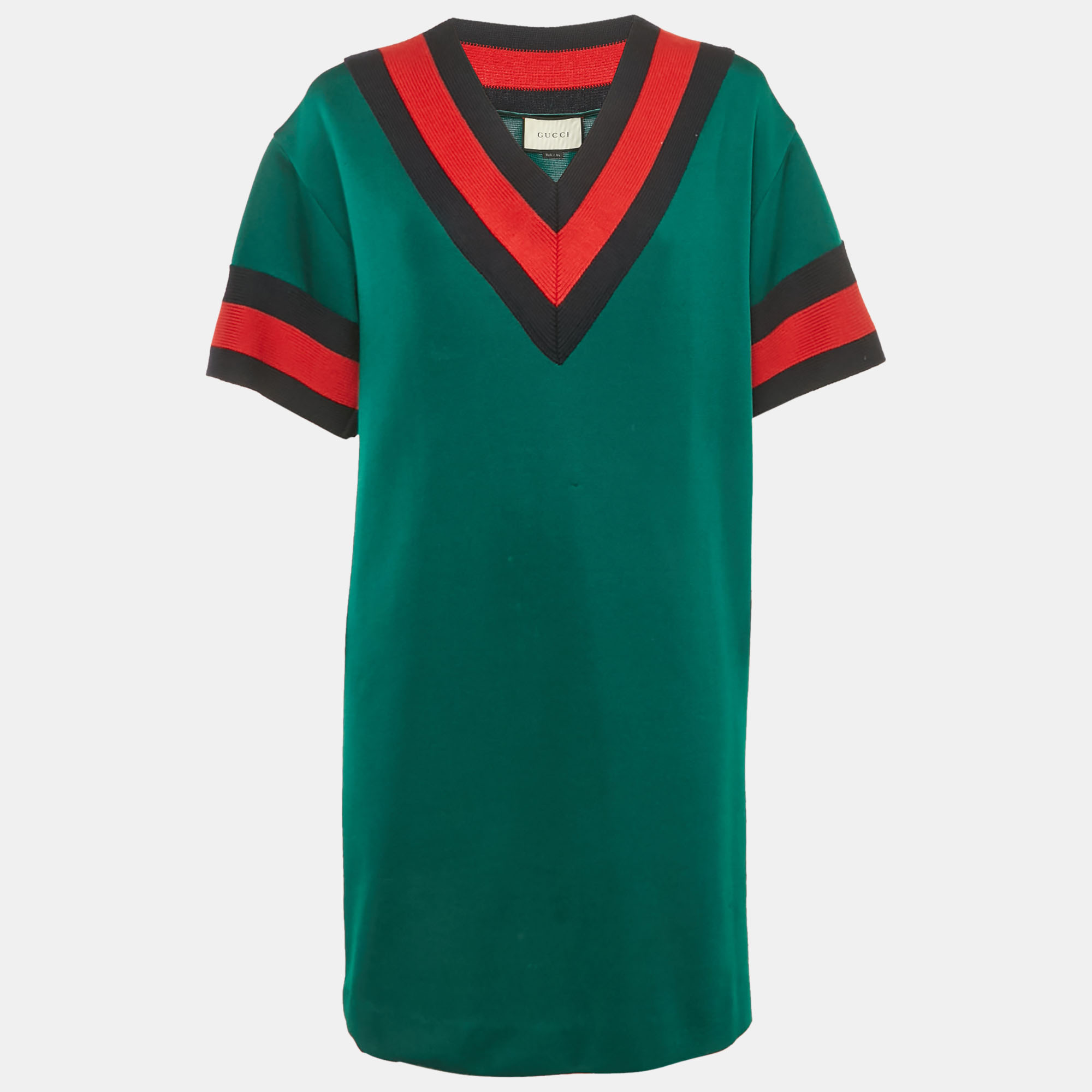

Gucci Green Jersey Web Stripe Varsity Mini Dress M