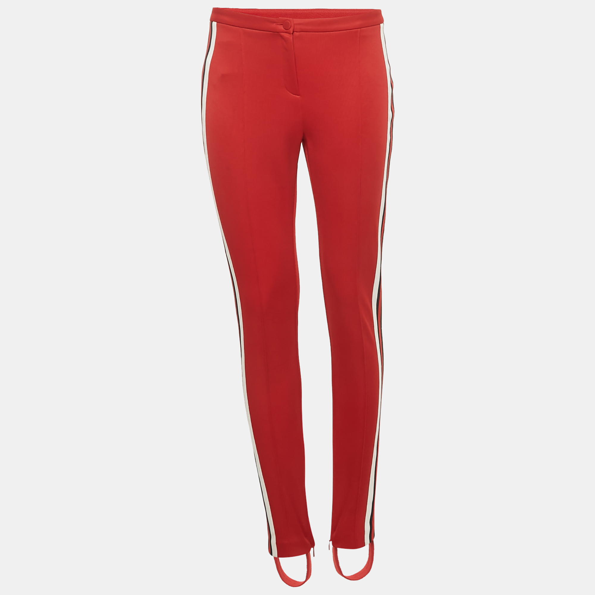 Pre-owned Gucci Red Jersey Striped Sylvie Web Stirrup Pants S