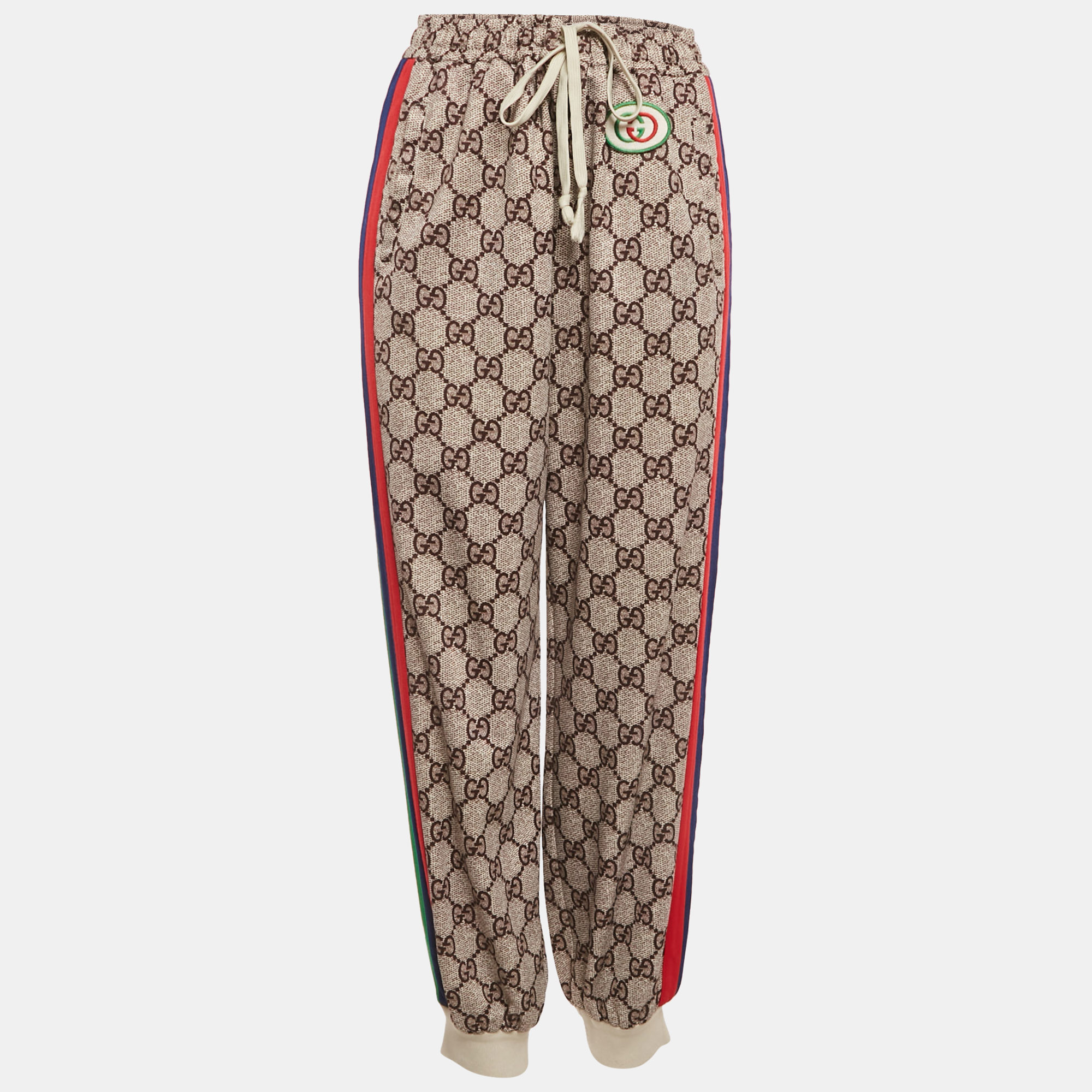 

Gucci Cream GG Supreme Print Jersey Track Pants L