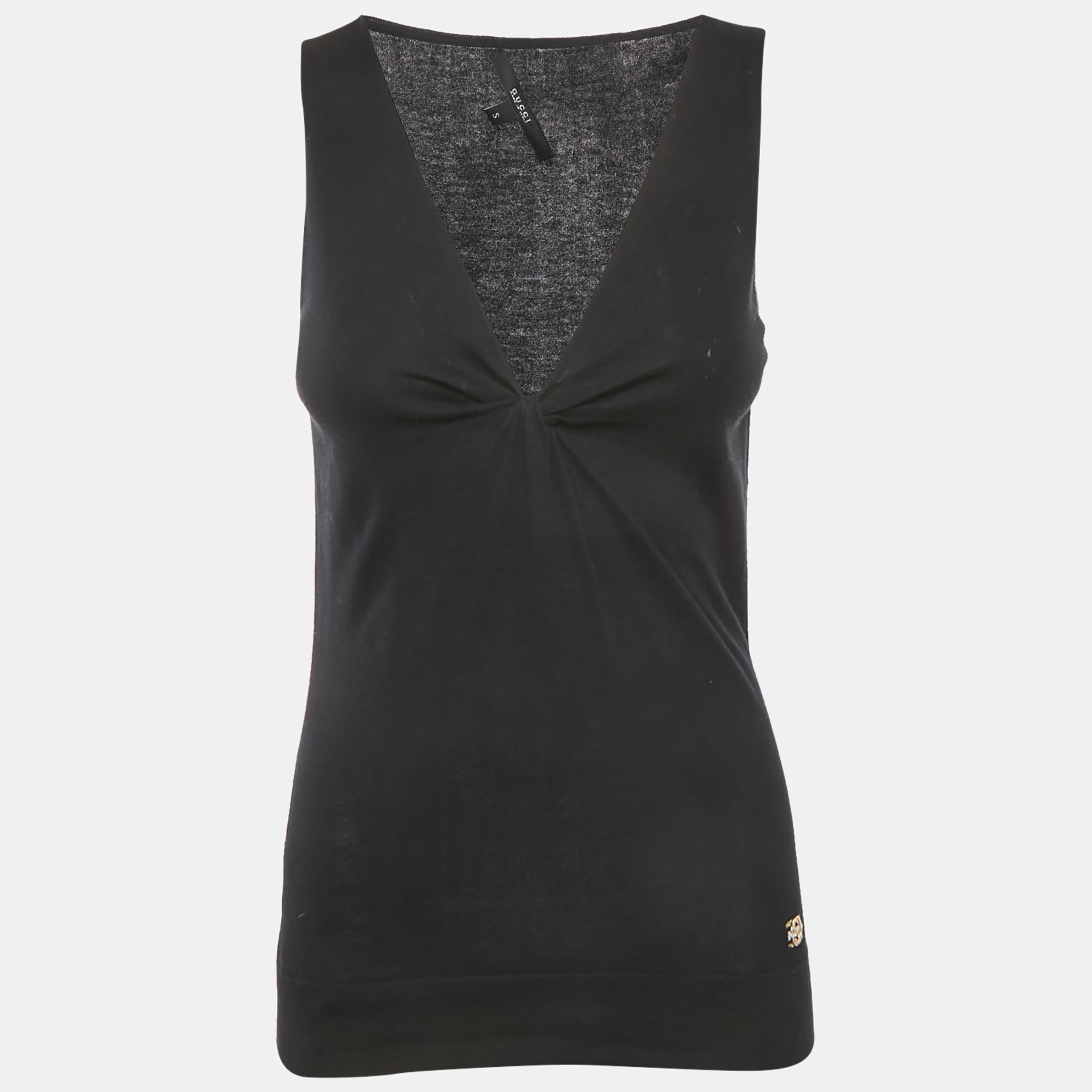 

Gucci Black Stretch Knit V-Neck Sleeveless Top S