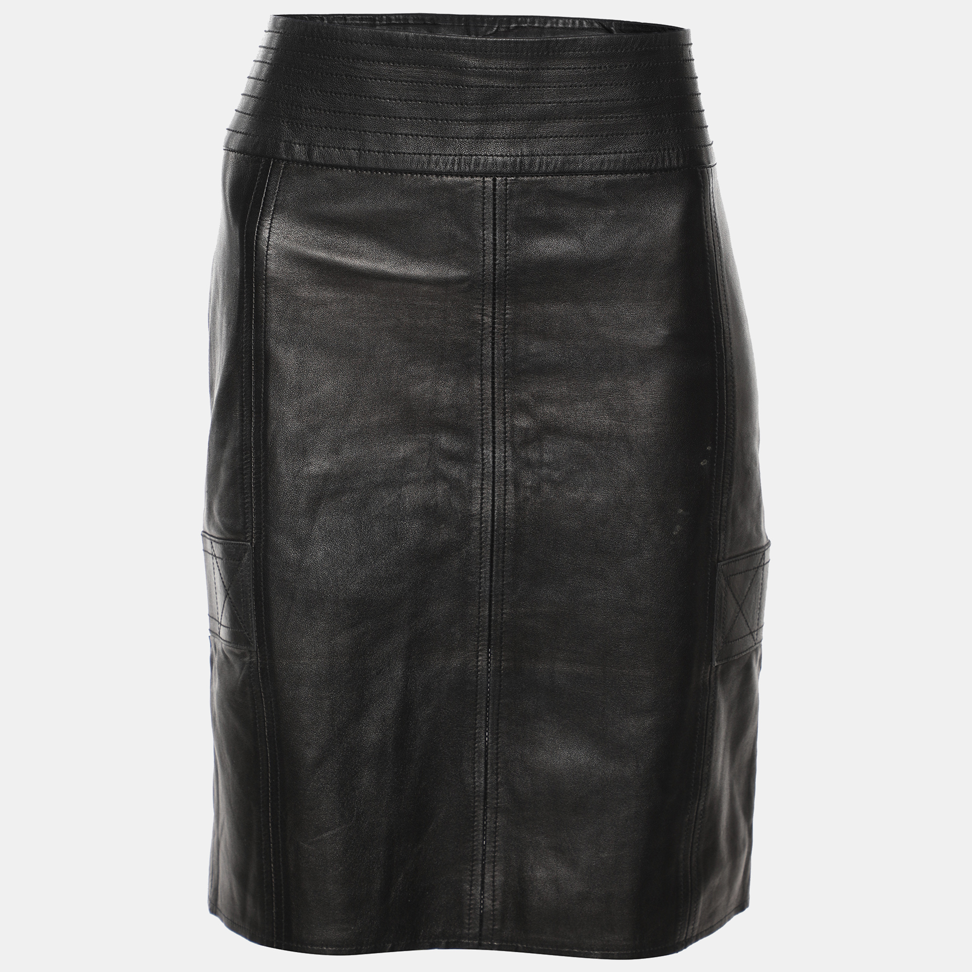 

Gucci Black Leather Midi Skirt M