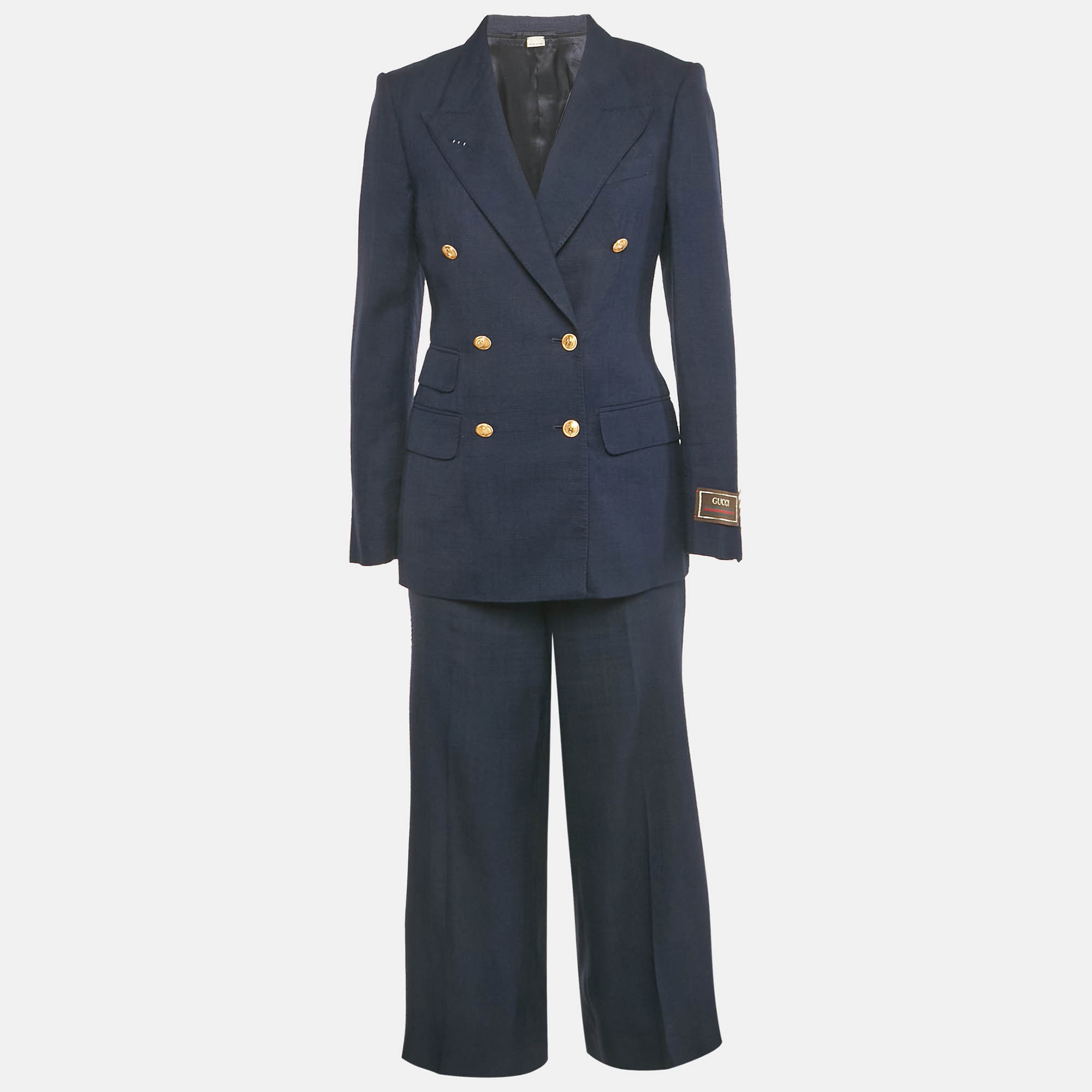 Pre-owned Gucci Navy Blue Wool Double Breasted Suit S