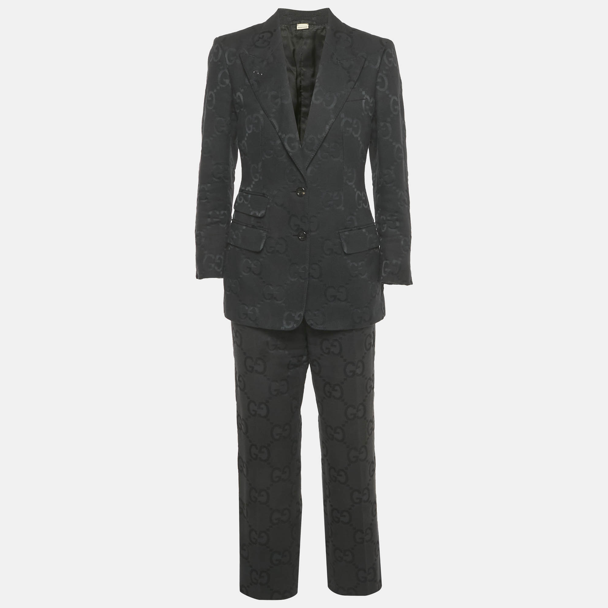 

Gucci Black Jumbo GG Cotton Blend Tailored Suit S