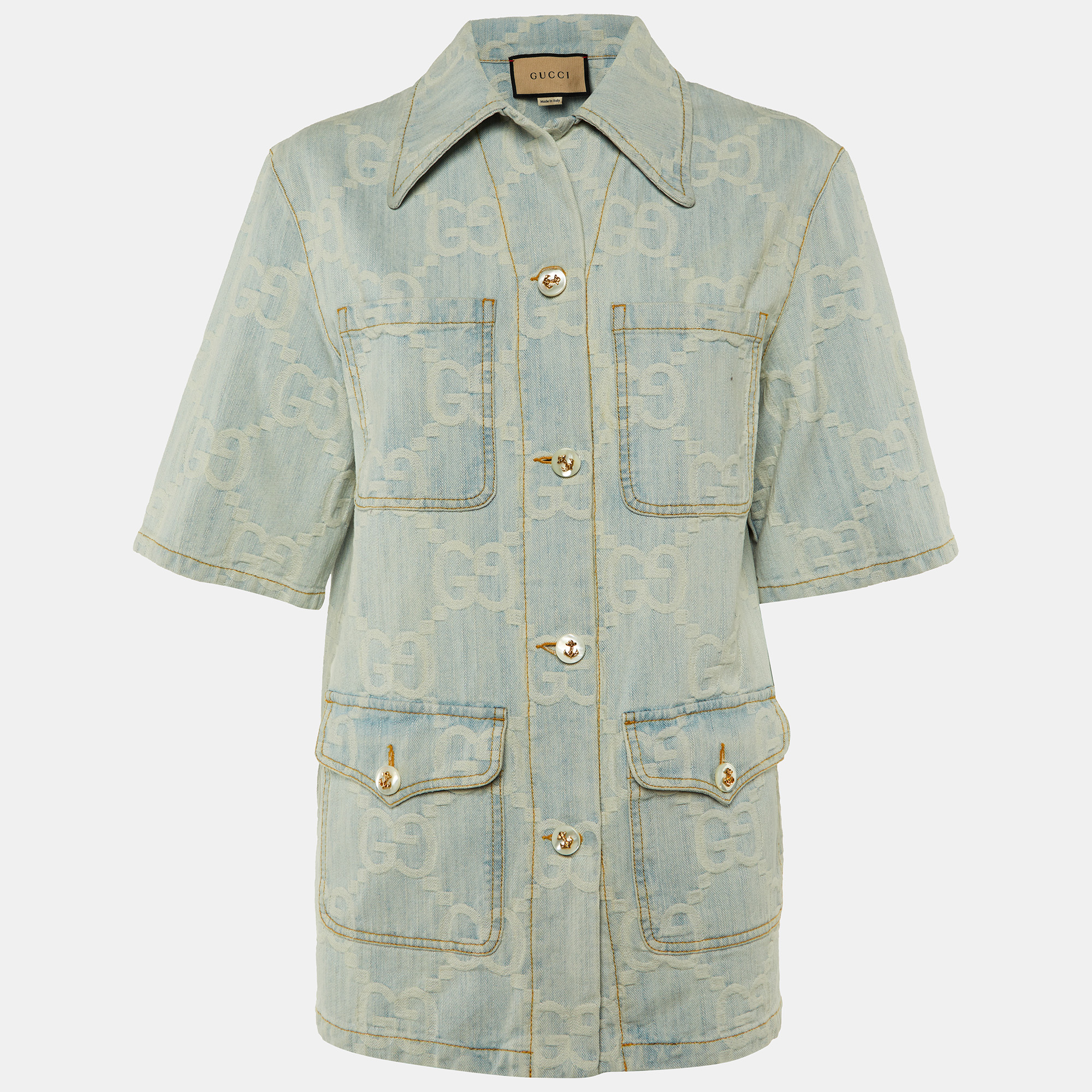 Pre-owned Gucci ' Button Front Jacket S In Blue