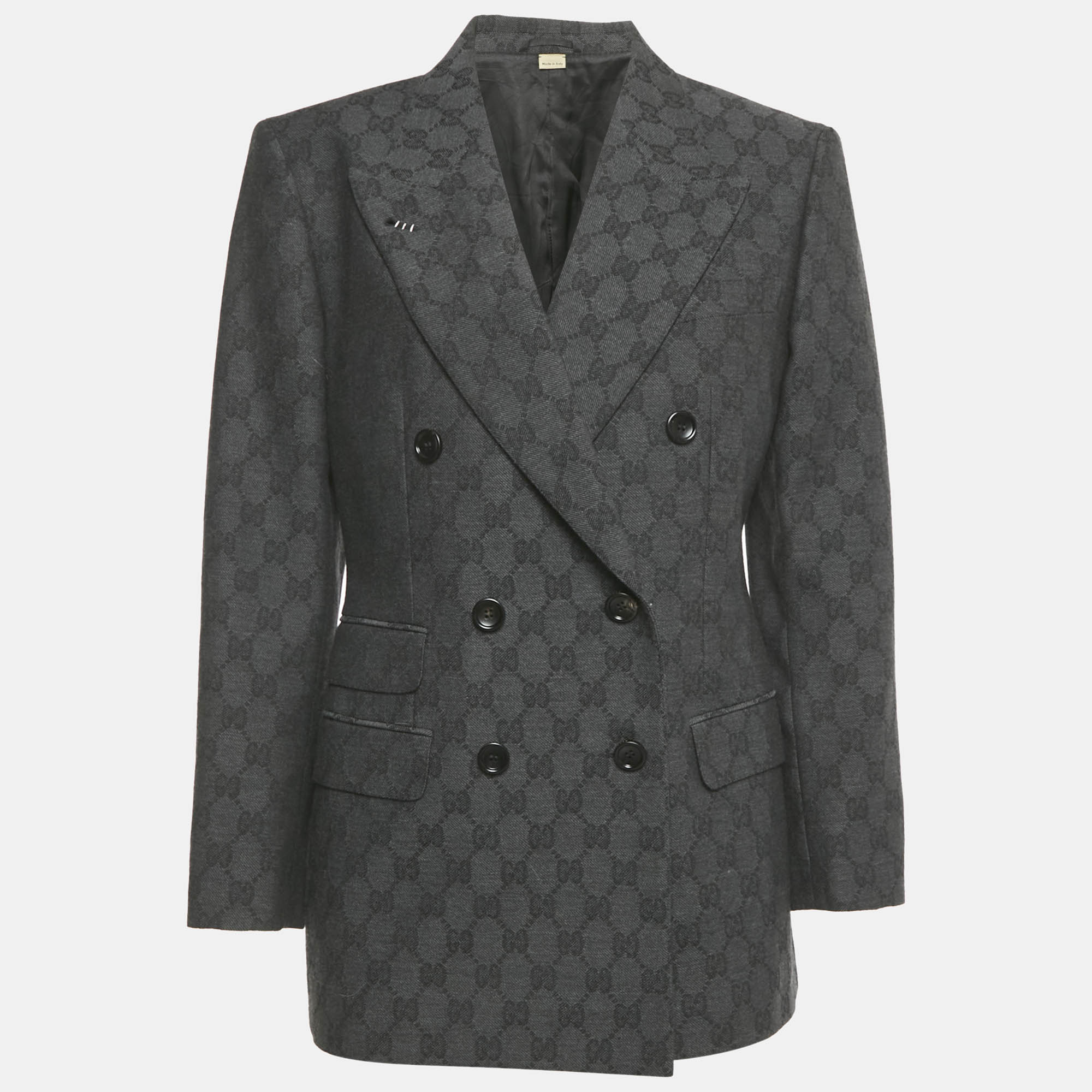 

Gucci Grey GG Jacquard Double Breasted Blazer S