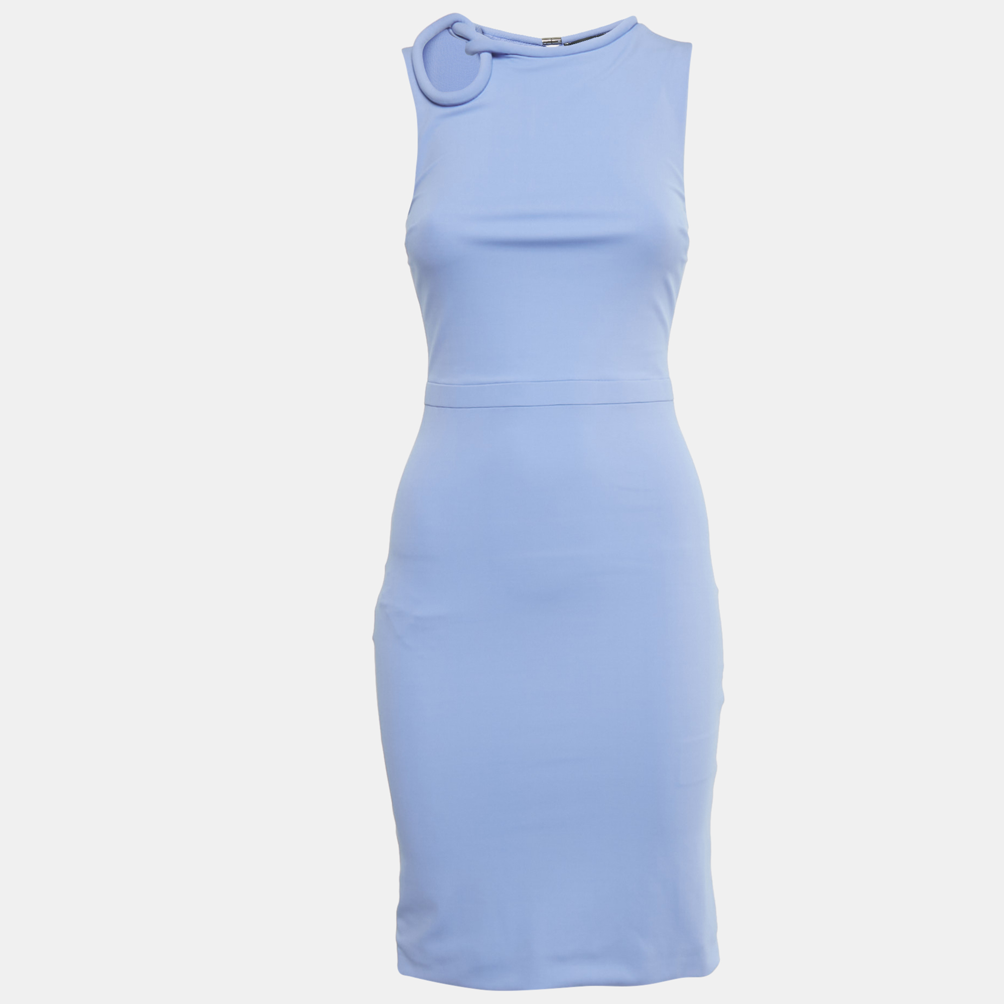 

Gucci Blue Jersey Neck Detail Short Dress XS