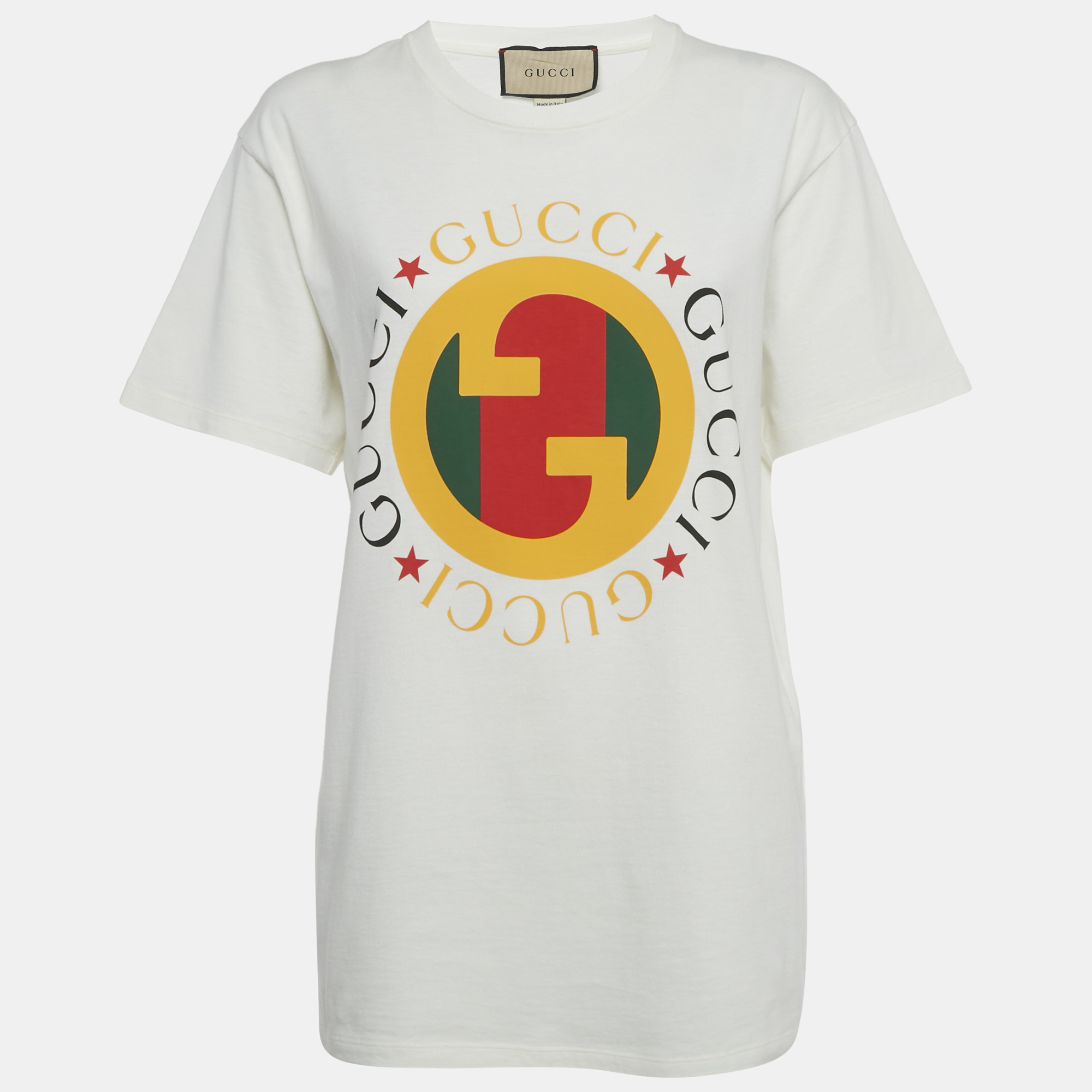 

Gucci White Interlocking GG Web Print Cotton T-Shirt S