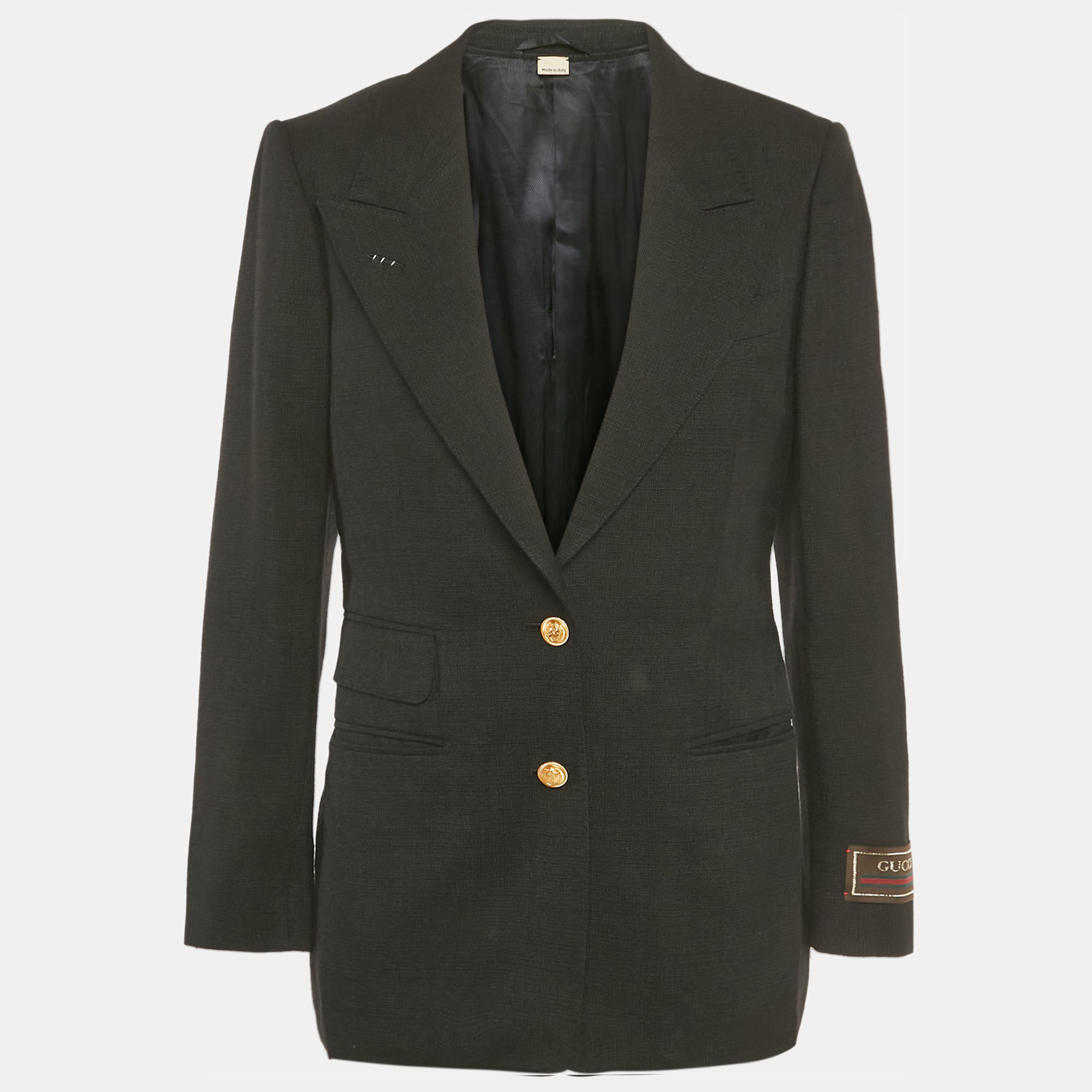 

Gucci Black Viscose Logo Patch Single Breasted Blaze S