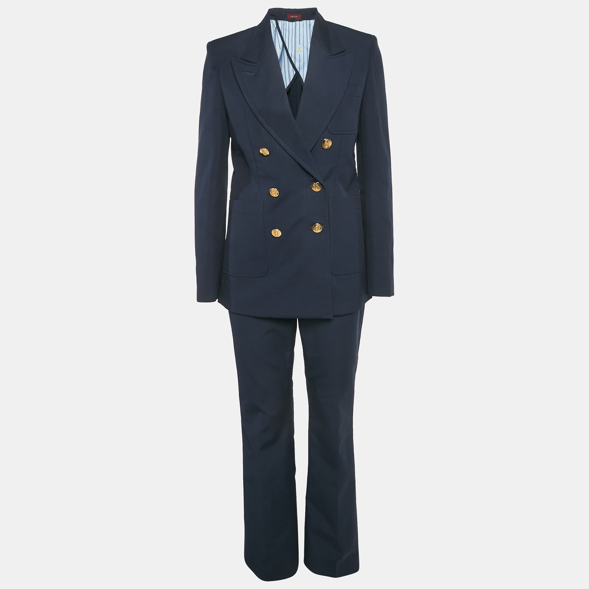 

Gucci Navy Blue Cotton Tailored Pants Suit Set S