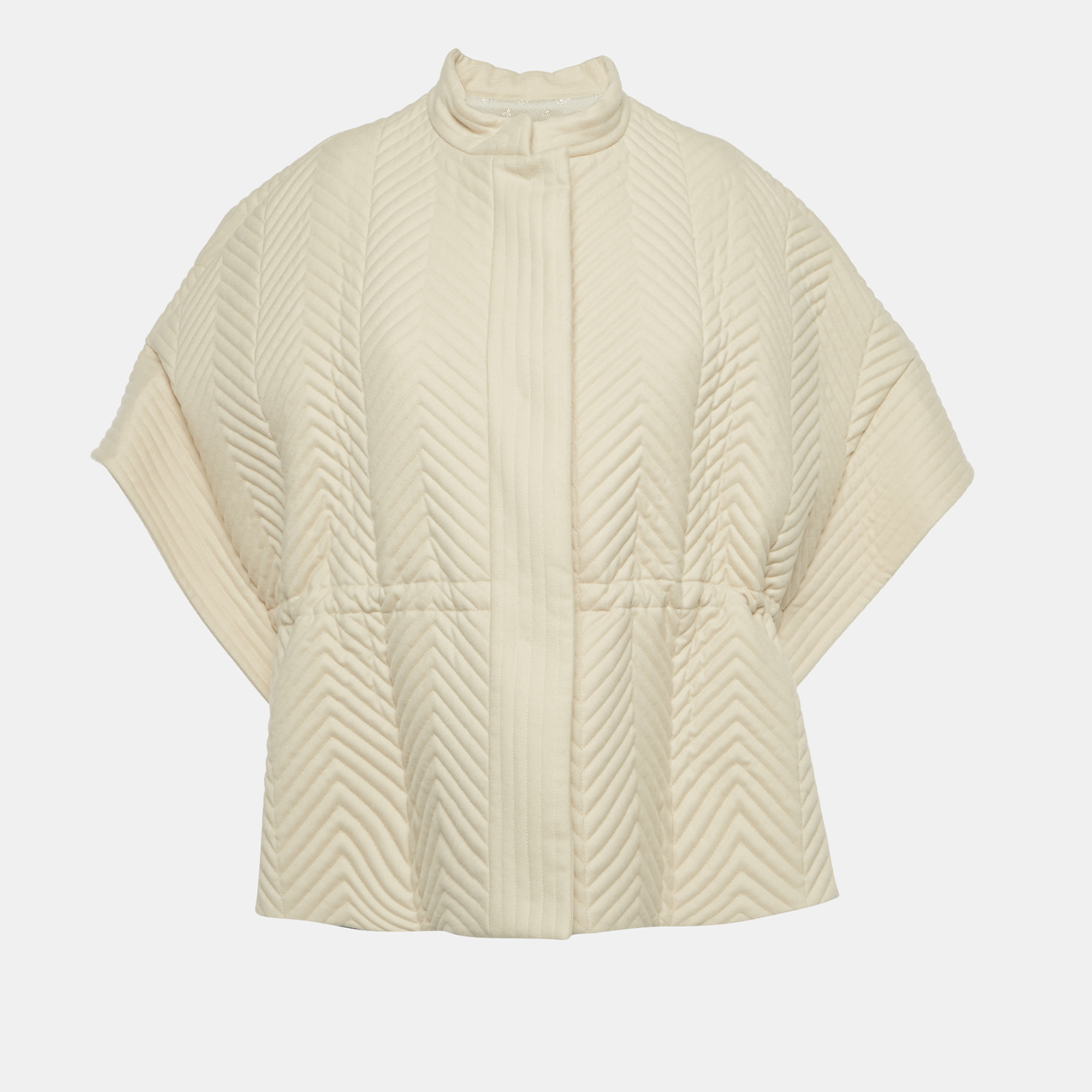 

Gucci Cream Chevron Wool Quilted Drawstring Jacket S