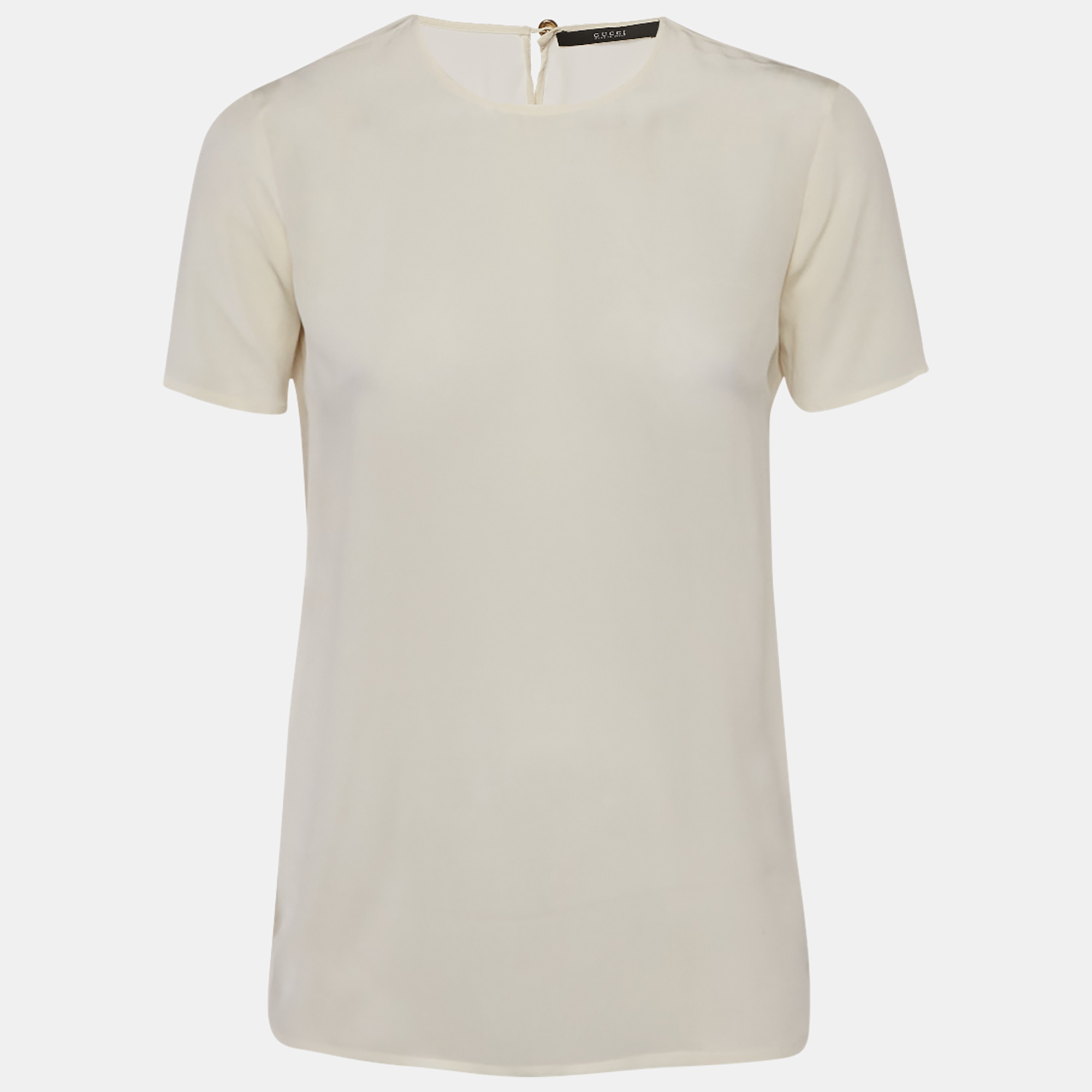 

Gucci Off-White Silk Round Neck Top S