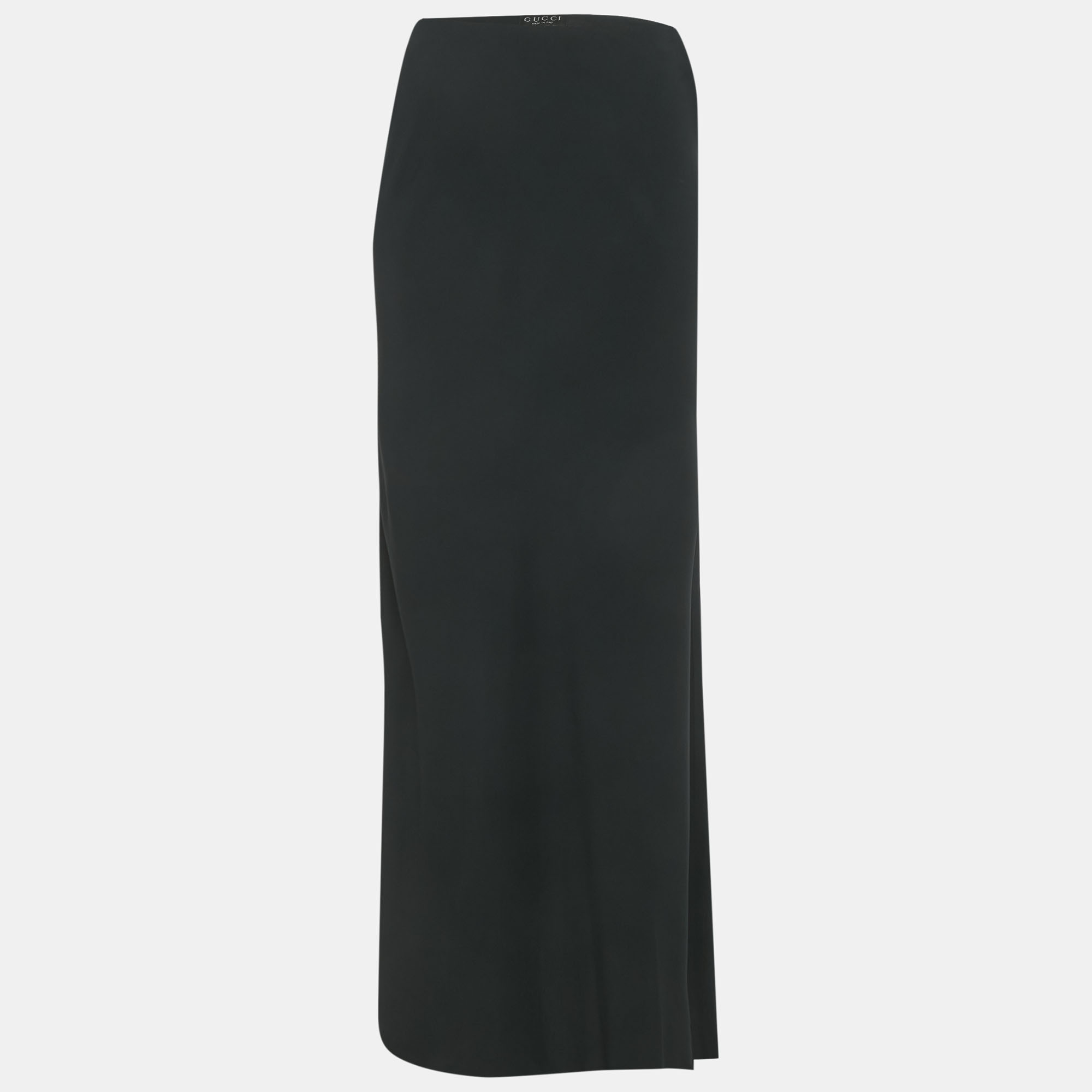 Pre-owned Gucci Black Sateen Flared Maxi Skirt M