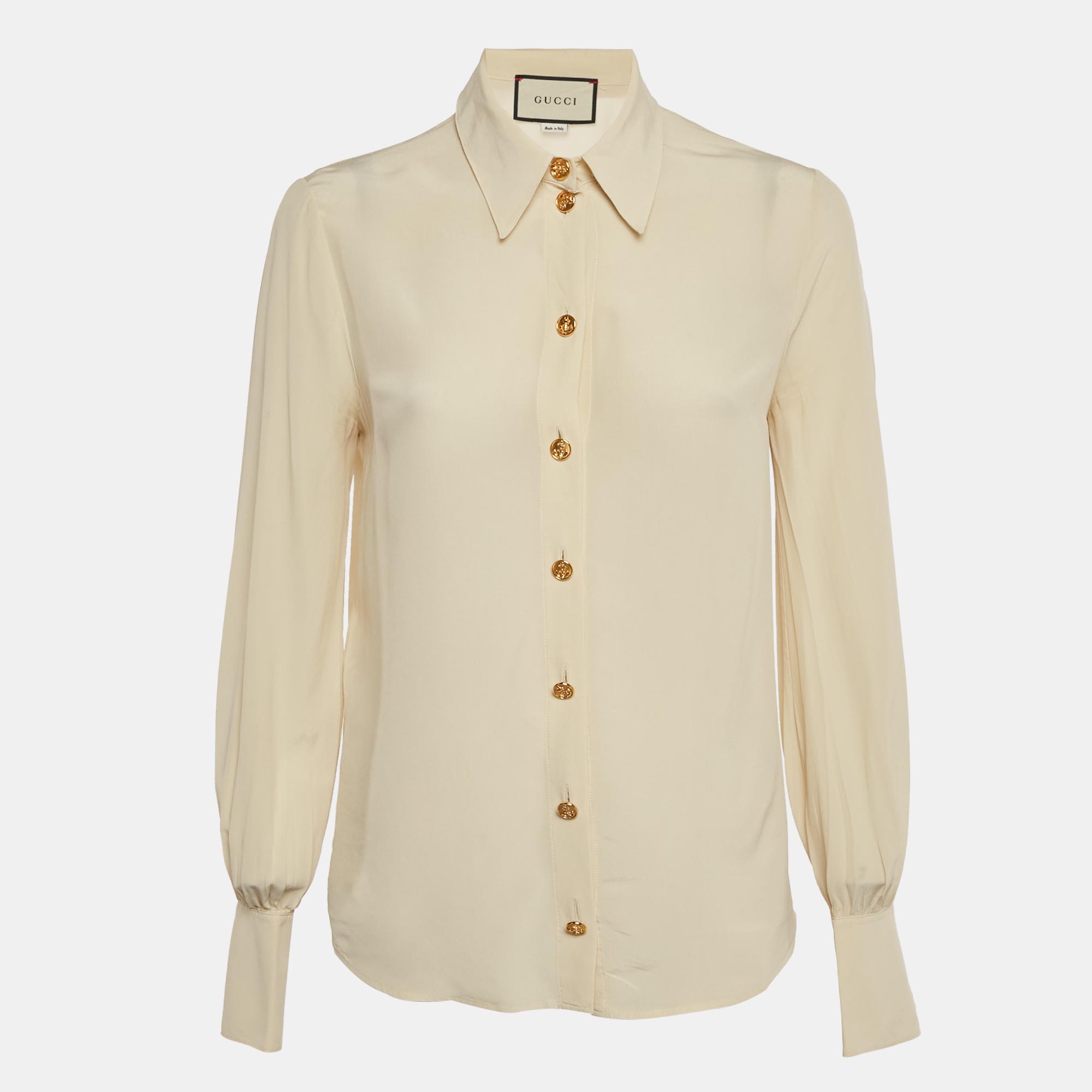 

Gucci Cream Silk Button Down Shirt S