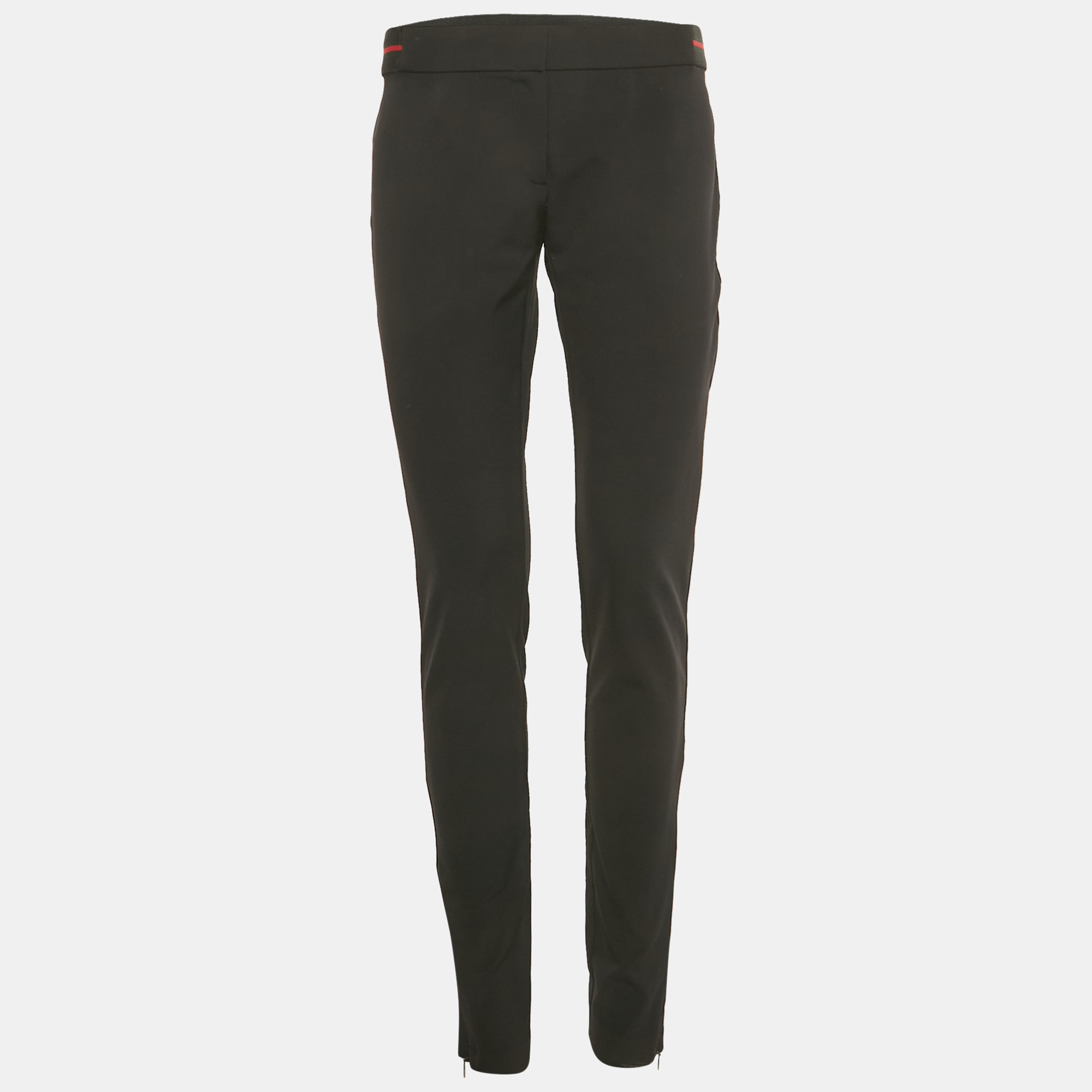 Pre-owned Gucci Black Web Trim Waist Jersey Leggings M