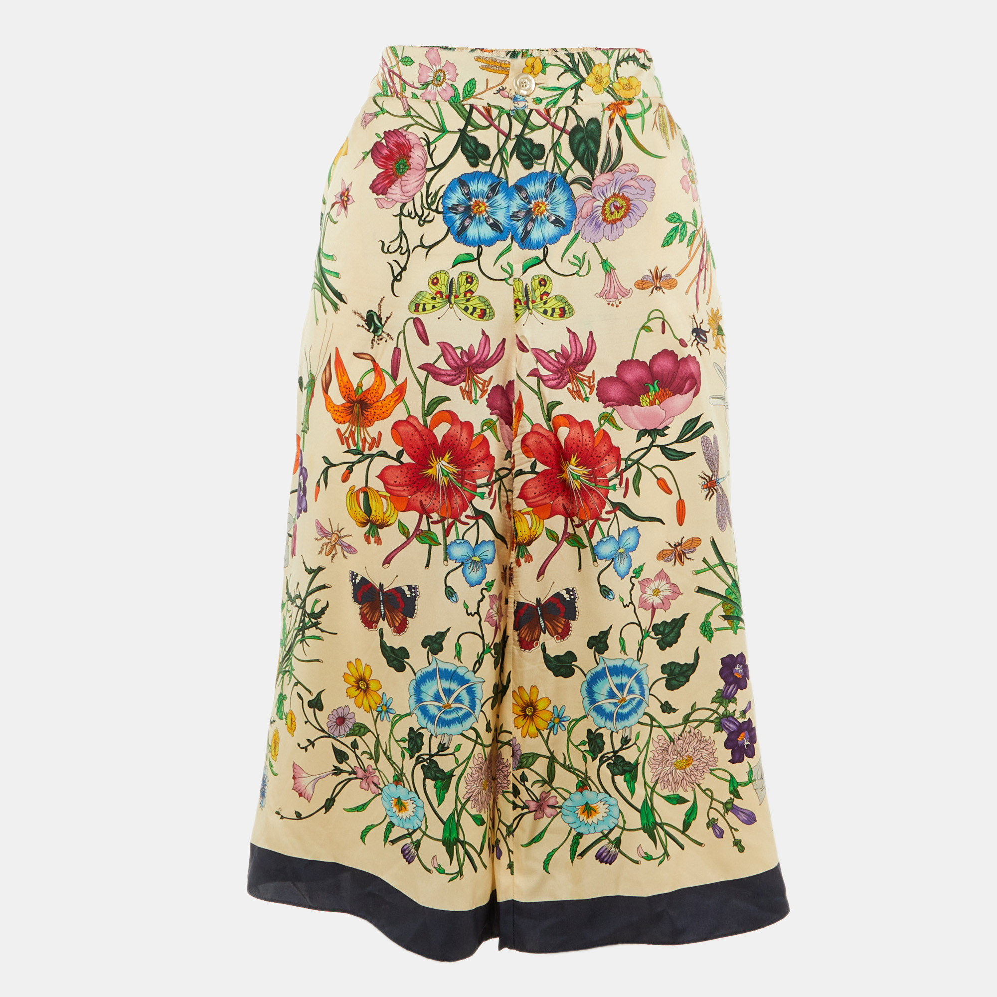 

Gucci Beige Floral Print Silk Culottes M