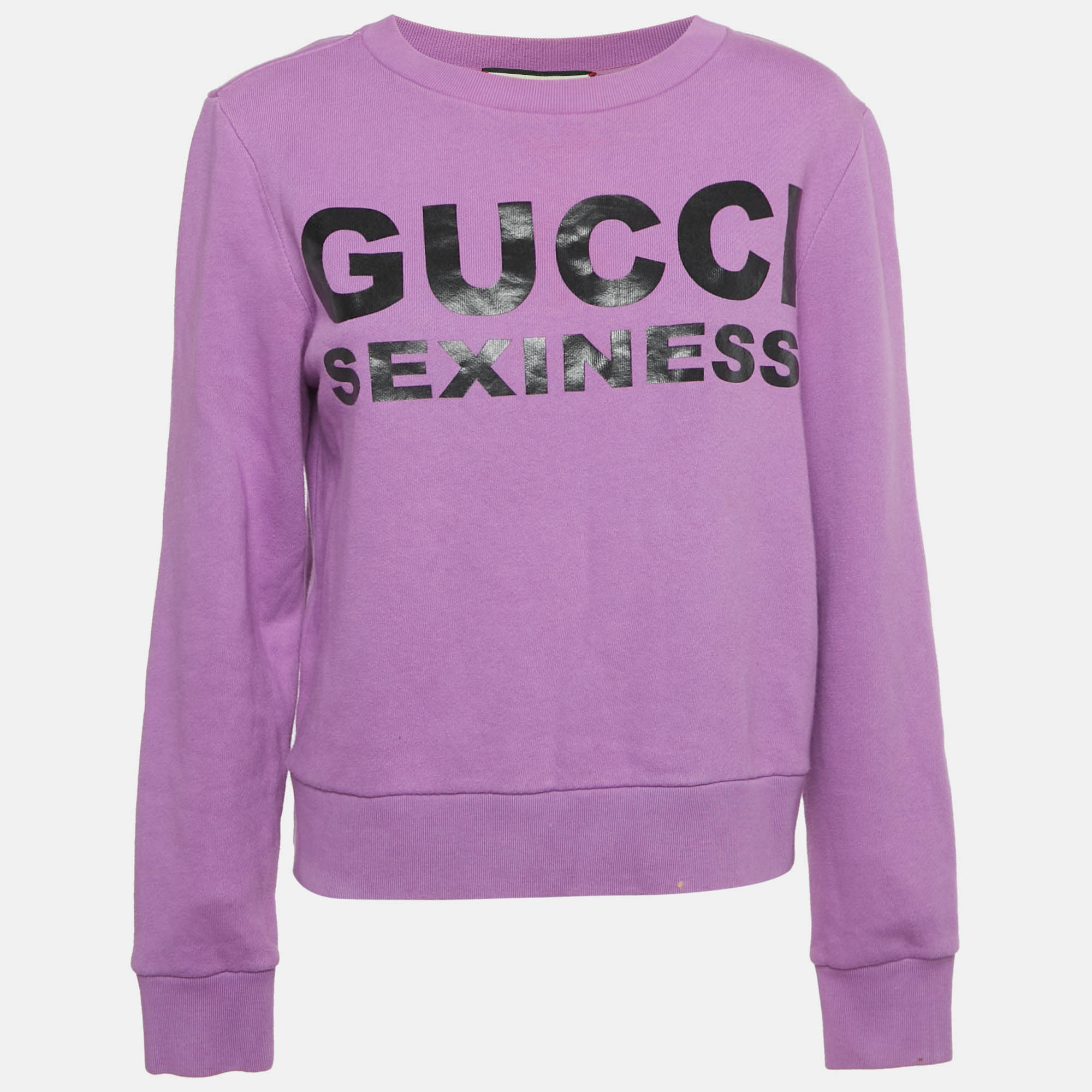 Pre-owned Gucci Purple Printed Cotton Sweatshirt Xs