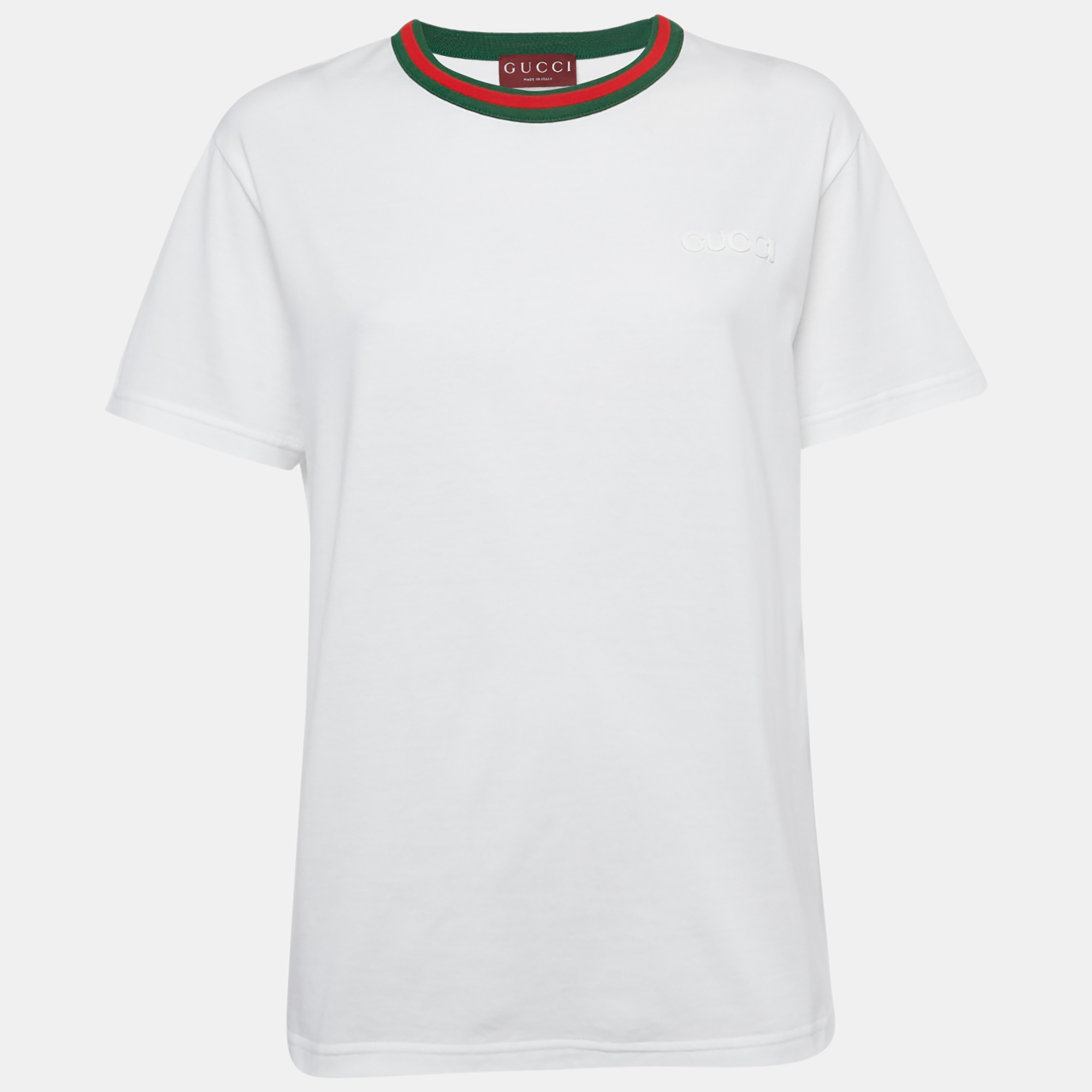 

Gucci White Web Trim Jersey Logo Patch T-Shirt XXL