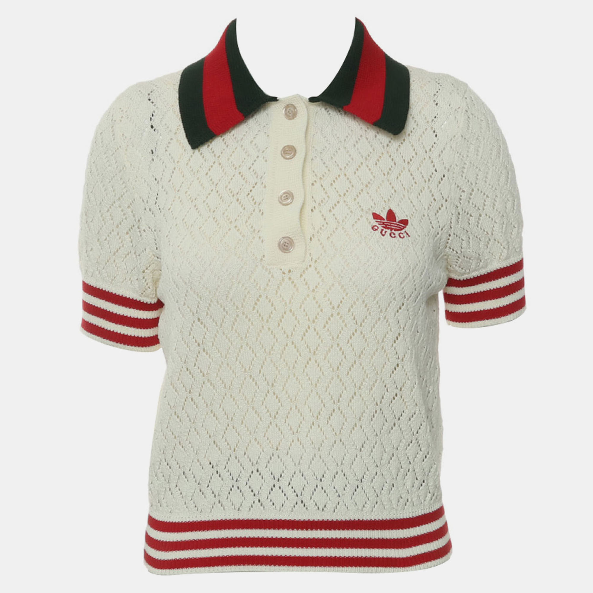 Pre-owned Gucci X Adidas Lace Polo Shirt In Sand
