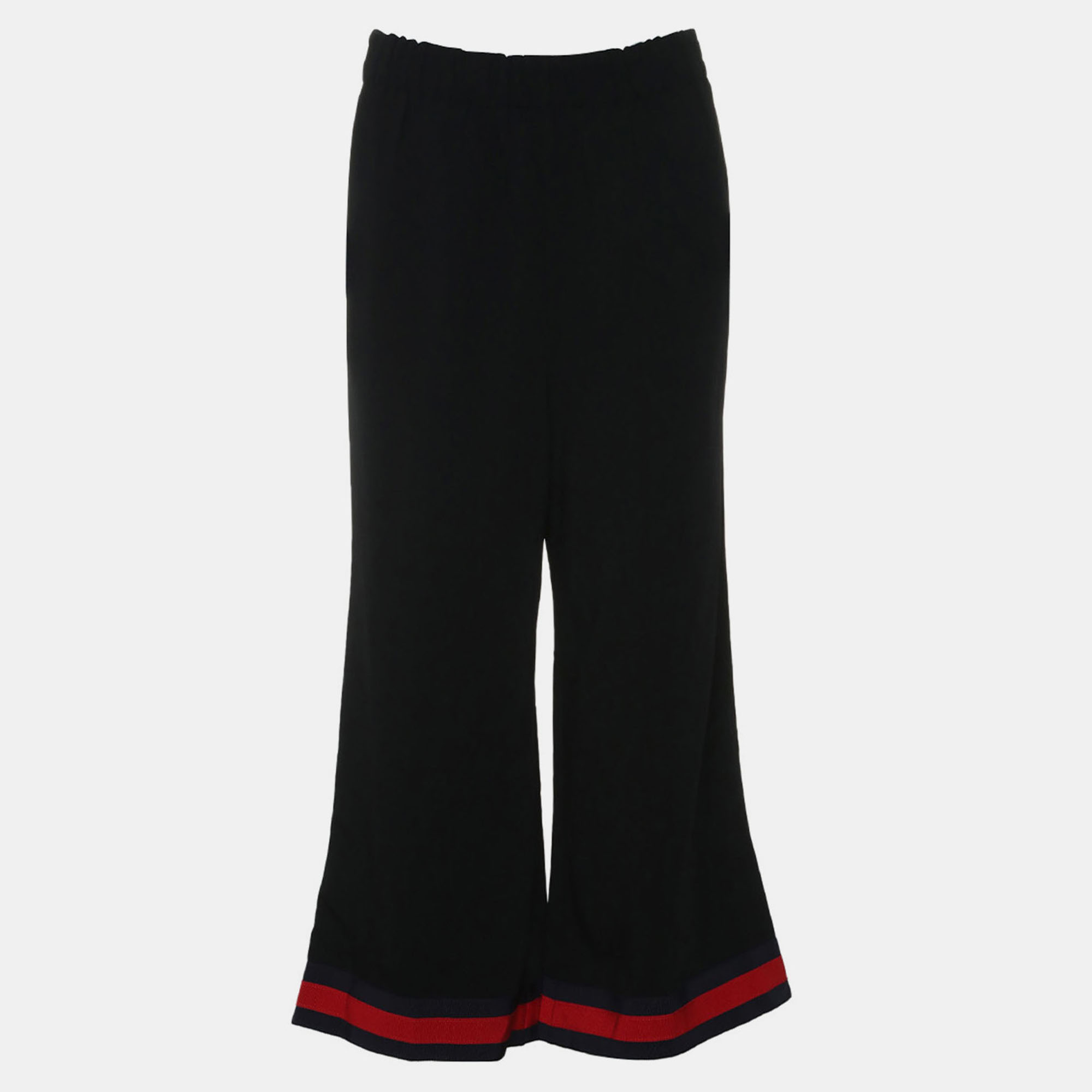 Pre-owned Gucci Black Web-stripe Long Pants