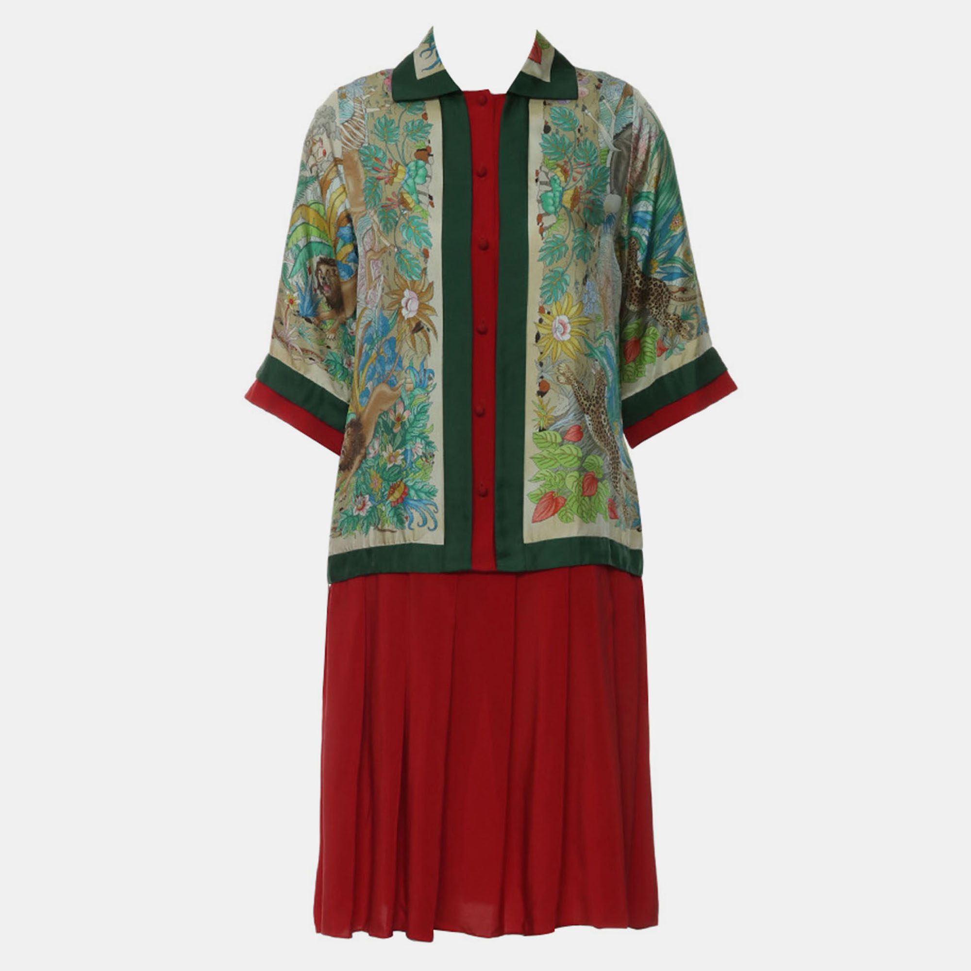 

Gucci Multicolor Silk Animal Printed Pleated Dress
