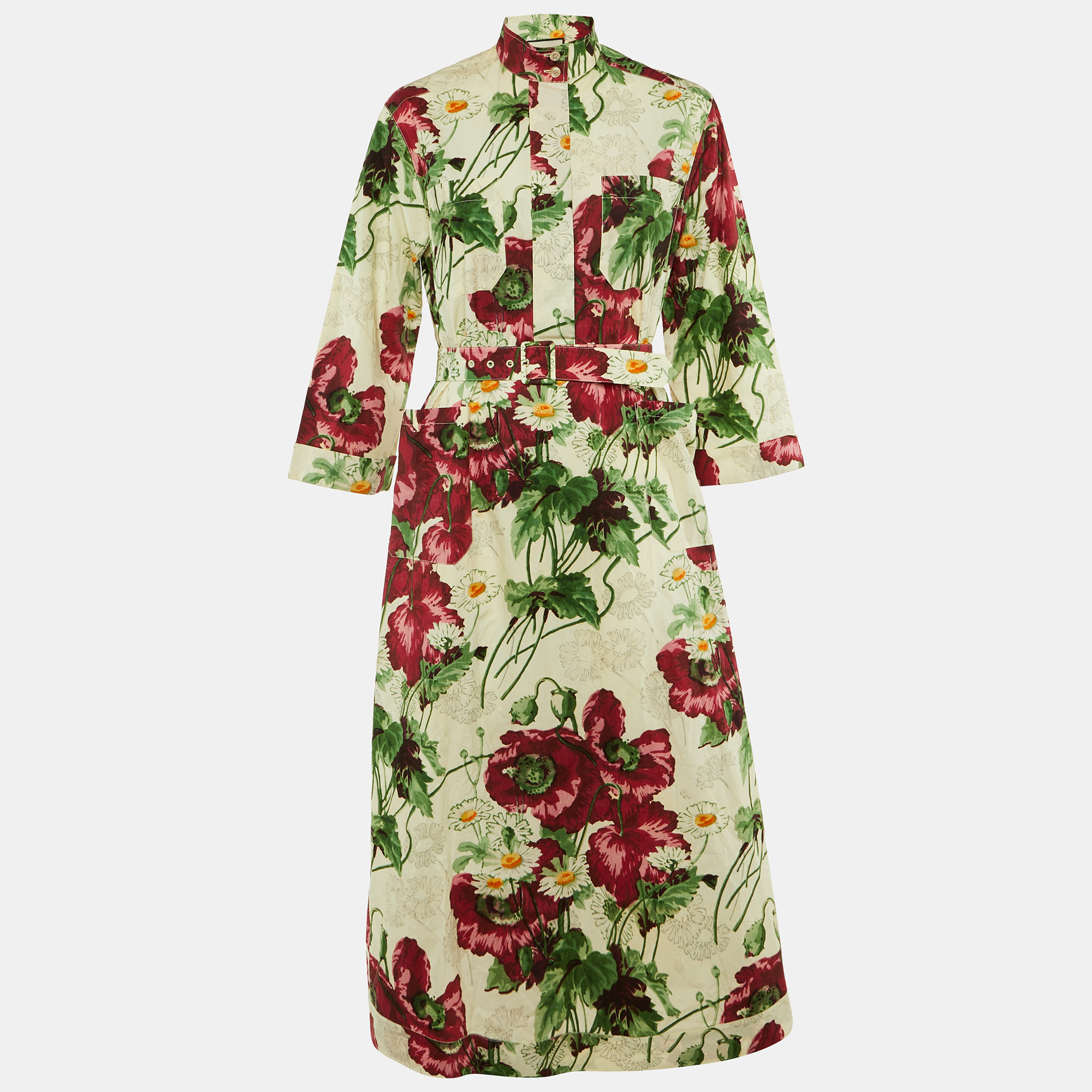 GUCCI Pre-owned Multicolor Floral Print Cotton Maxi Dress Xs