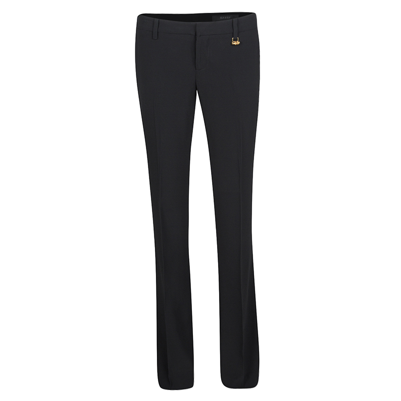 Pre Owned Gucci Black Flared Bottom Tailored Trousers S