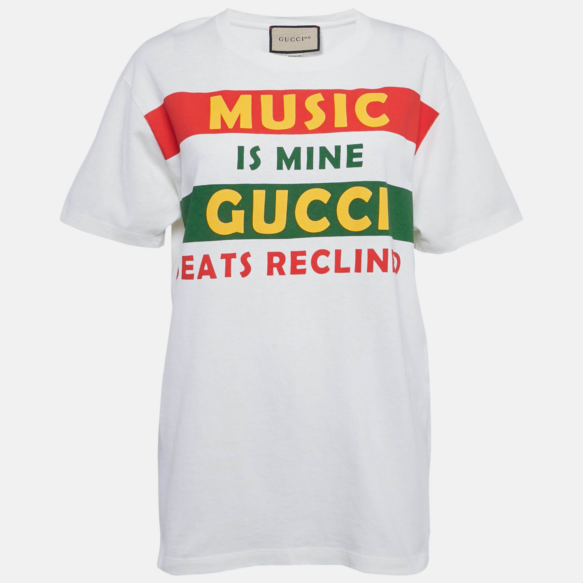 Pre-owned Gucci Off White Music Is Mine Cotton Oversized T-shirt Xs