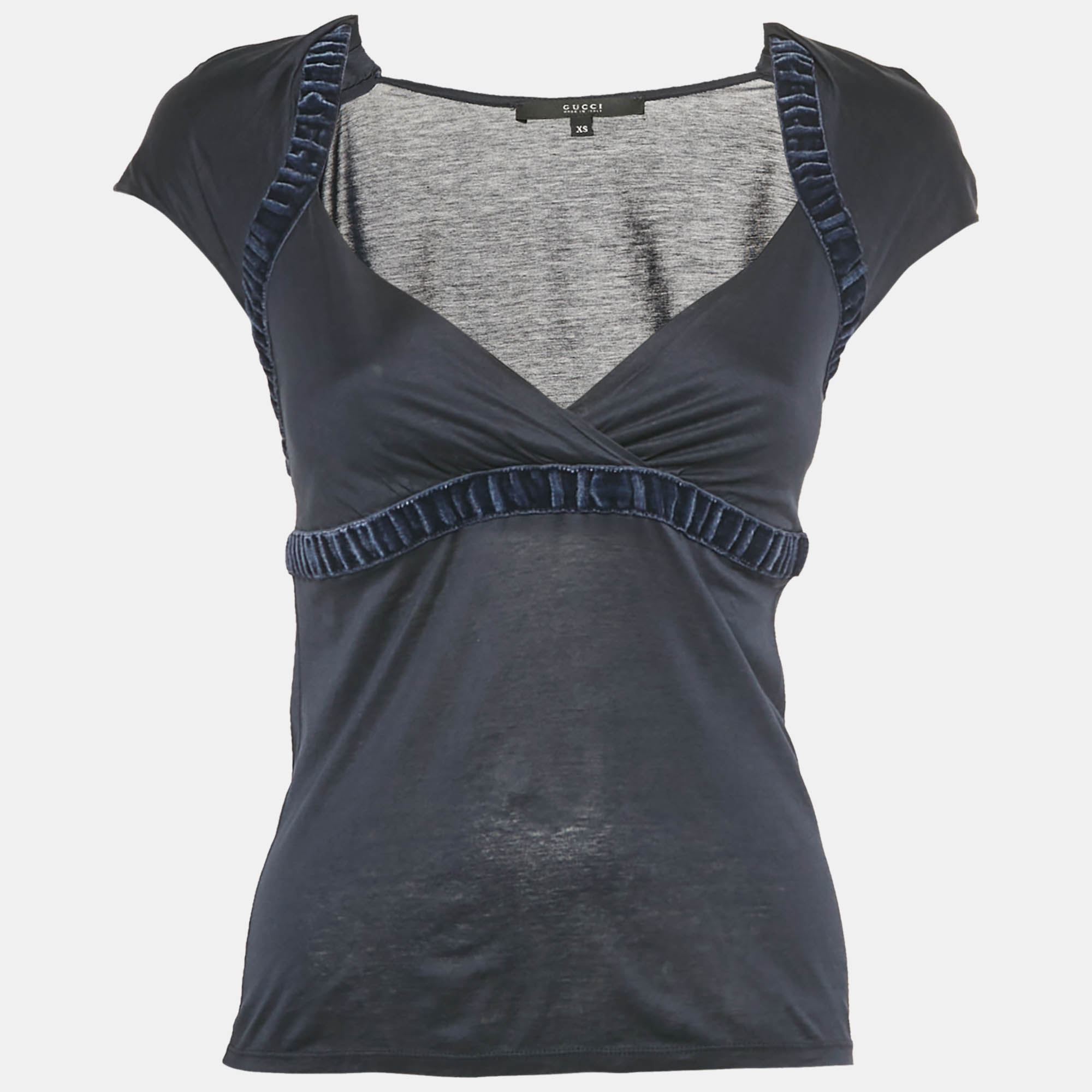 

Gucci Navy Blue Cotton Short Sleeve Top XS