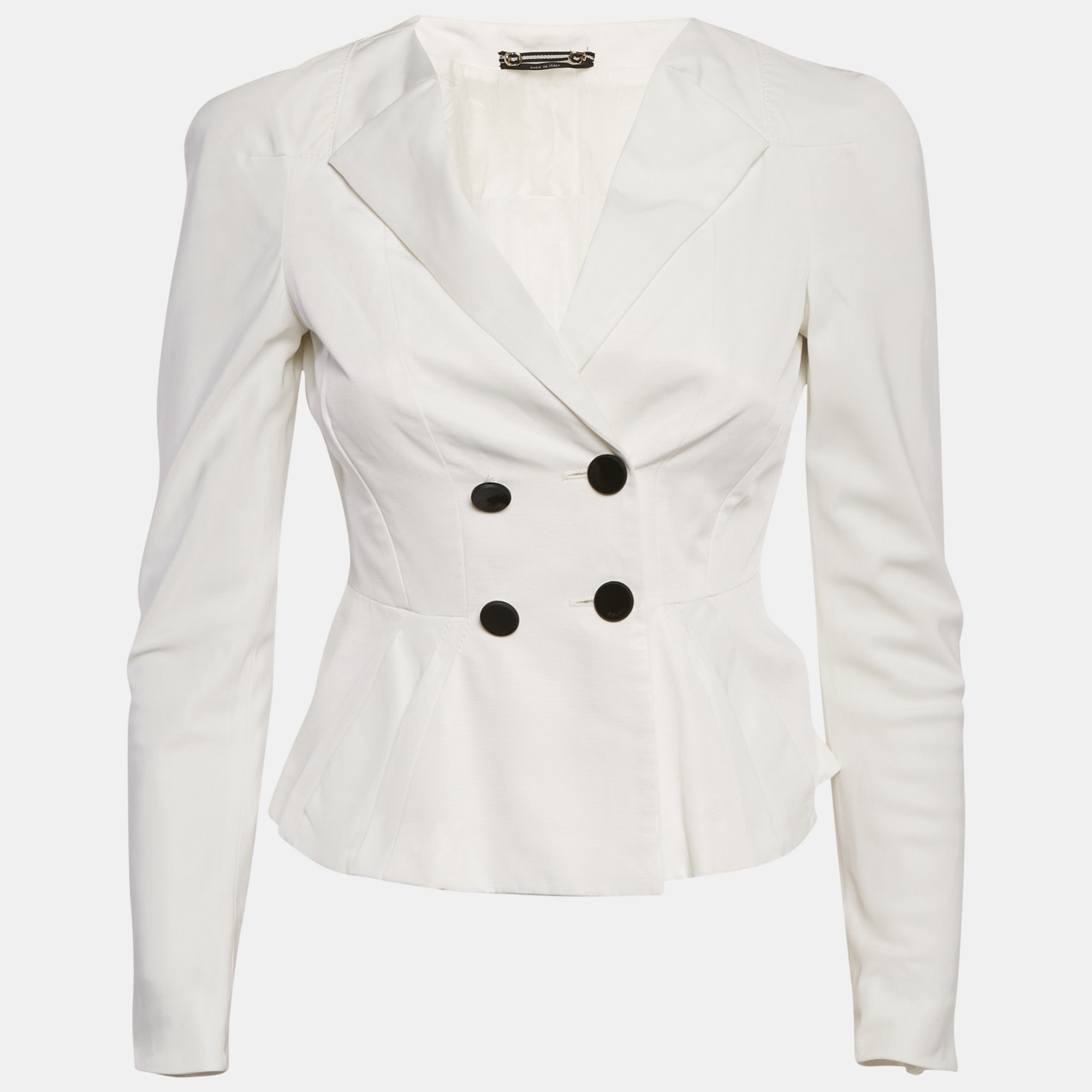 

Gucci White Gabardine Flared Double Breasted Blazer S