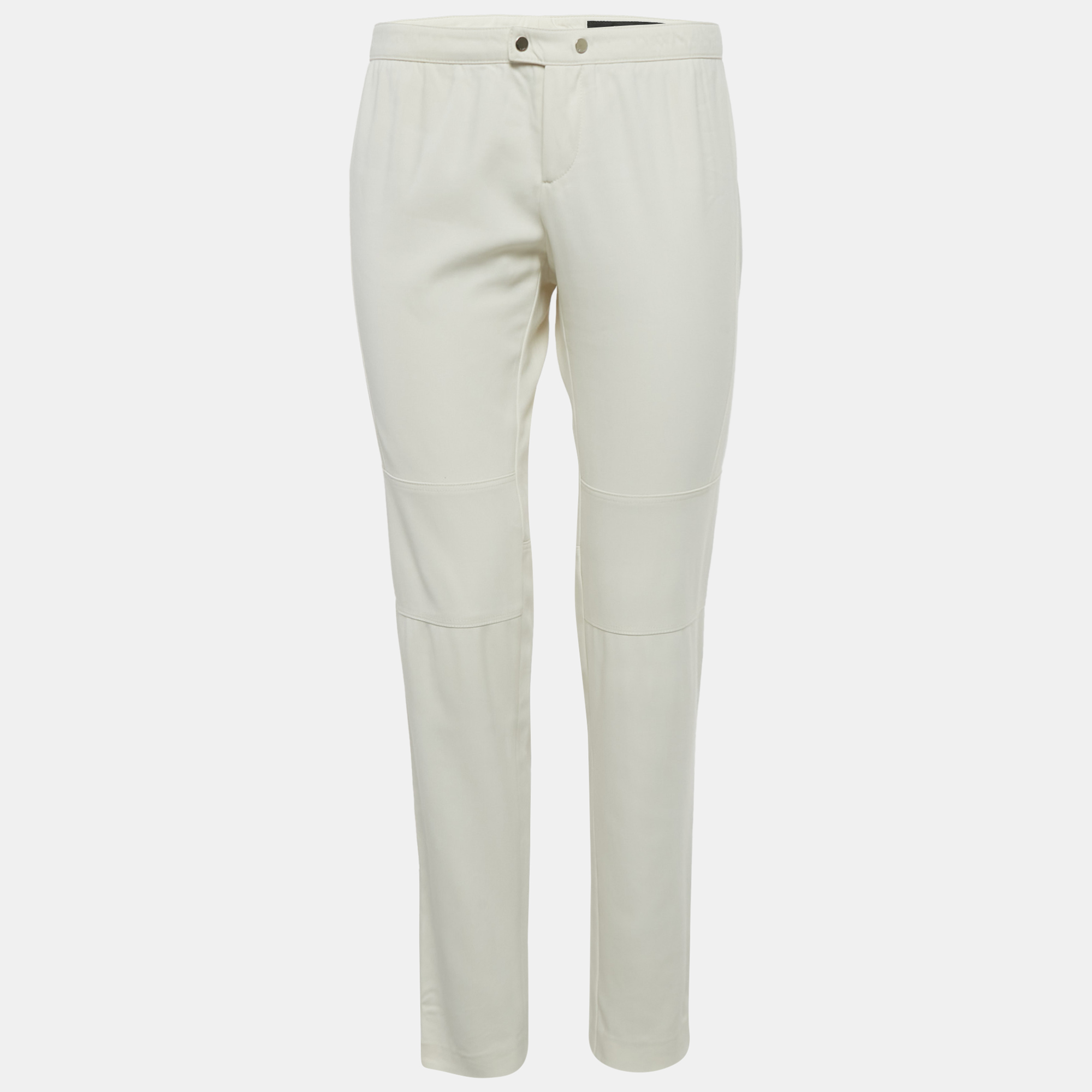 Pre-owned Gucci Cream Stretch Cotton Slim Fit Pants M/waist 31" In White
