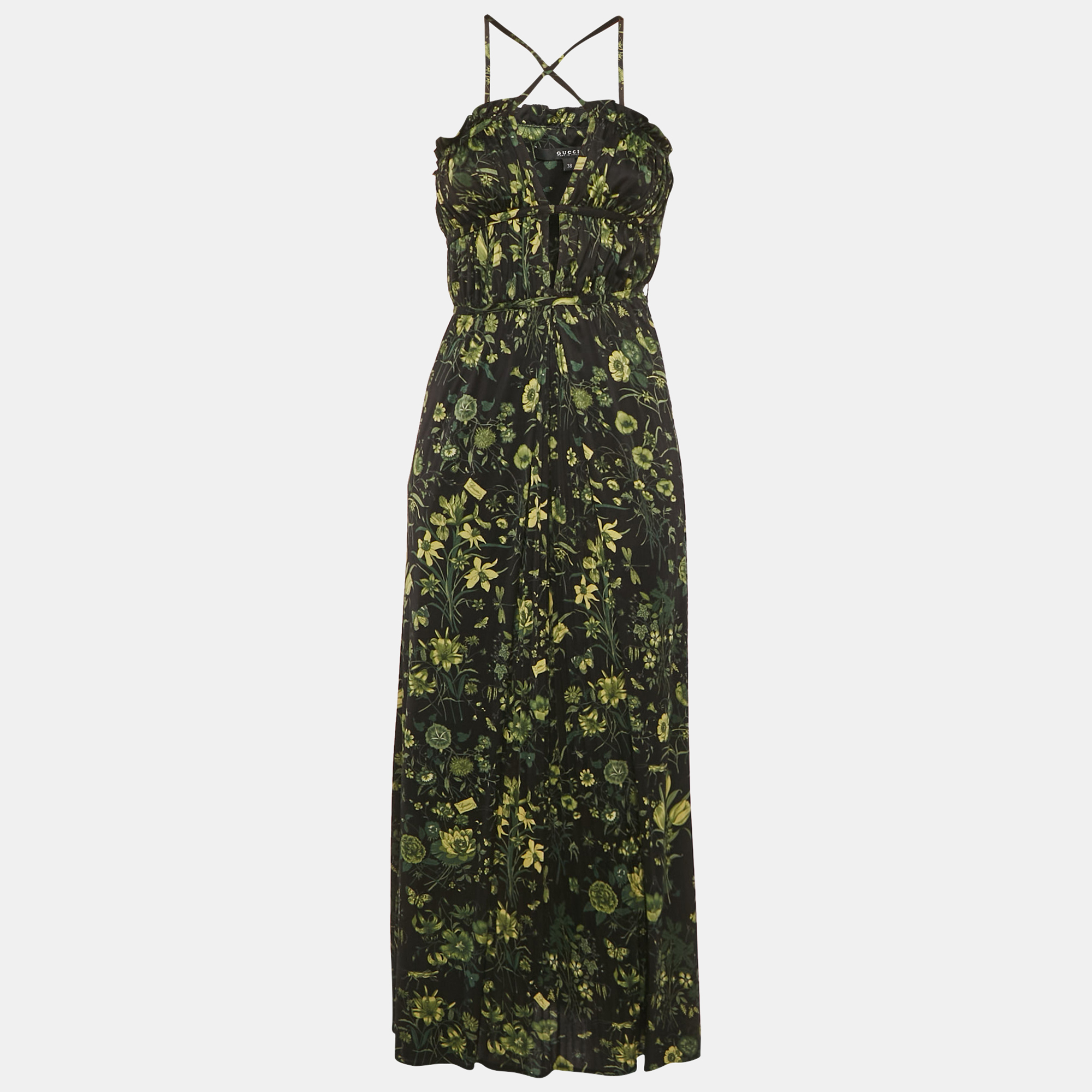 

Gucci Black Printed Crepe Maxi Dress S