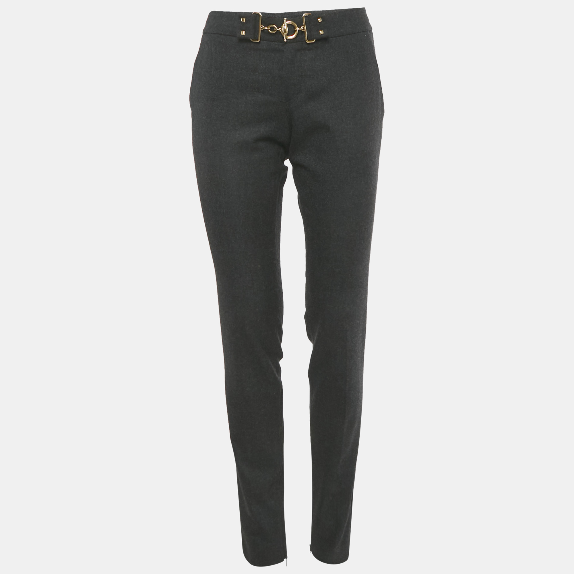 

Gucci Grey Wool Waist Detail Trousers M