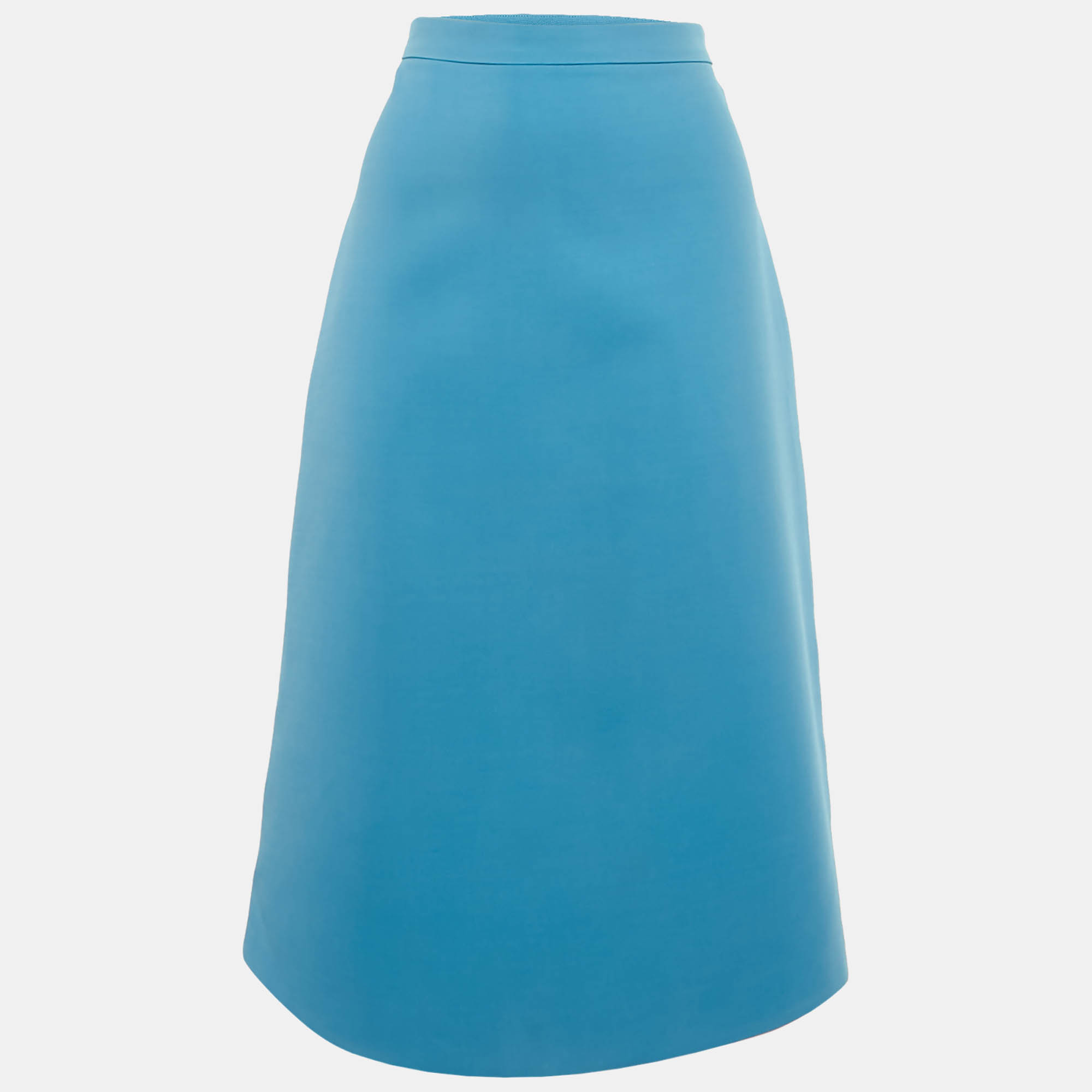 Pre-owned Gucci Blue Hem Print Silk Blend Pencil Skirt M