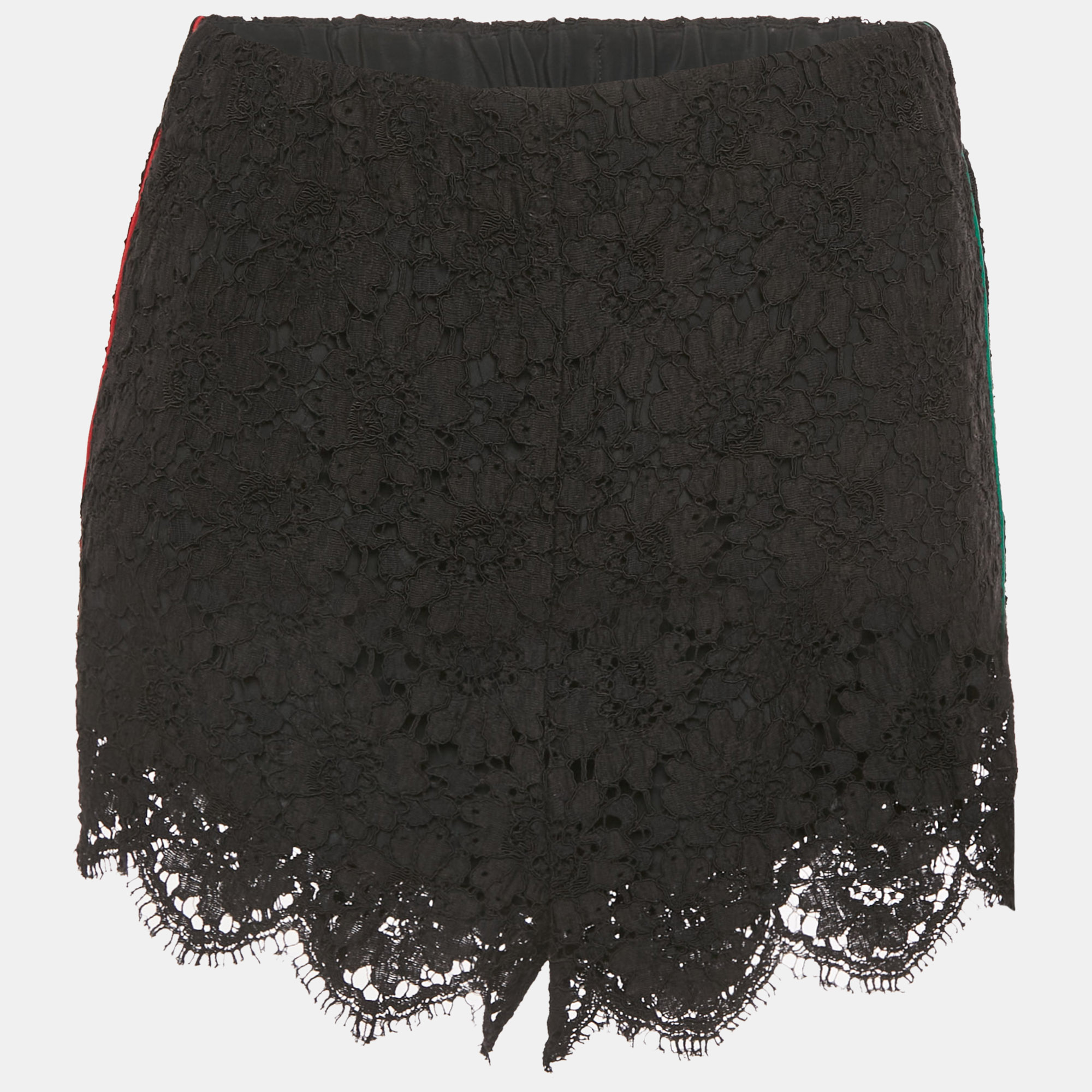 Pre-owned Gucci Black Lace Elasticized Waist Shorts S