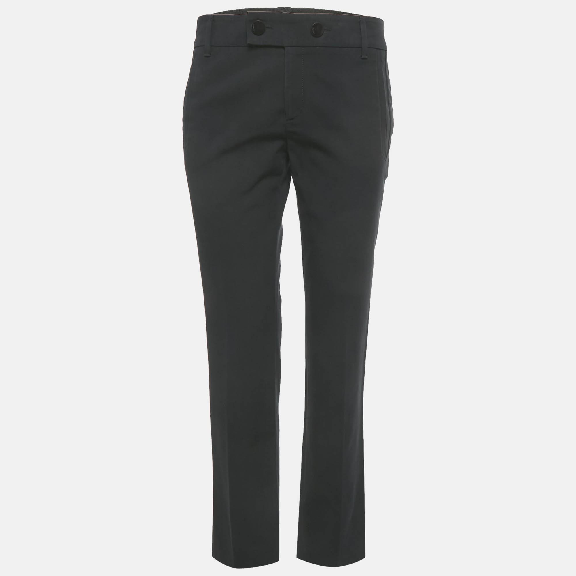Pre-owned Gucci Navy Blue Cotton Formal Trousers M