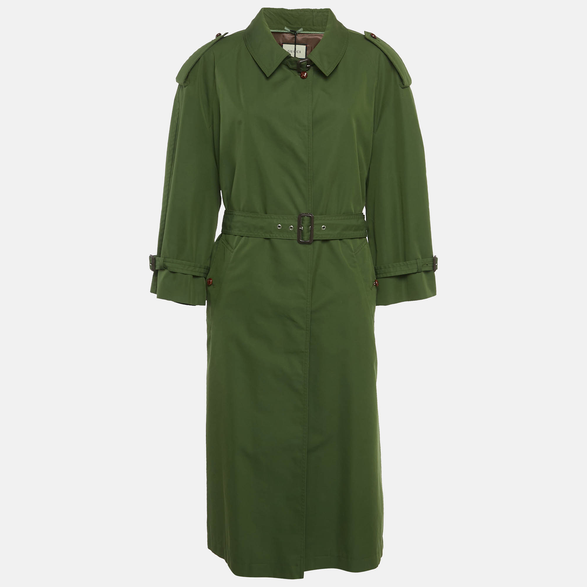 

Gucci Green Gabardine Trench Coat L