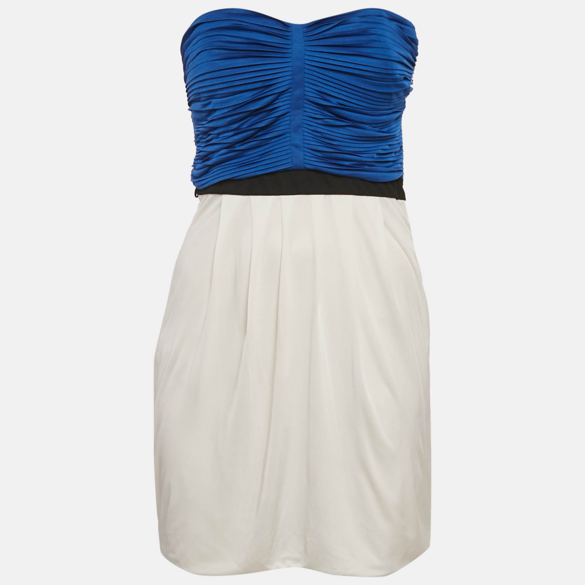 

Gucci Blue & White Jersey Pleated Strapless Mini Dress S