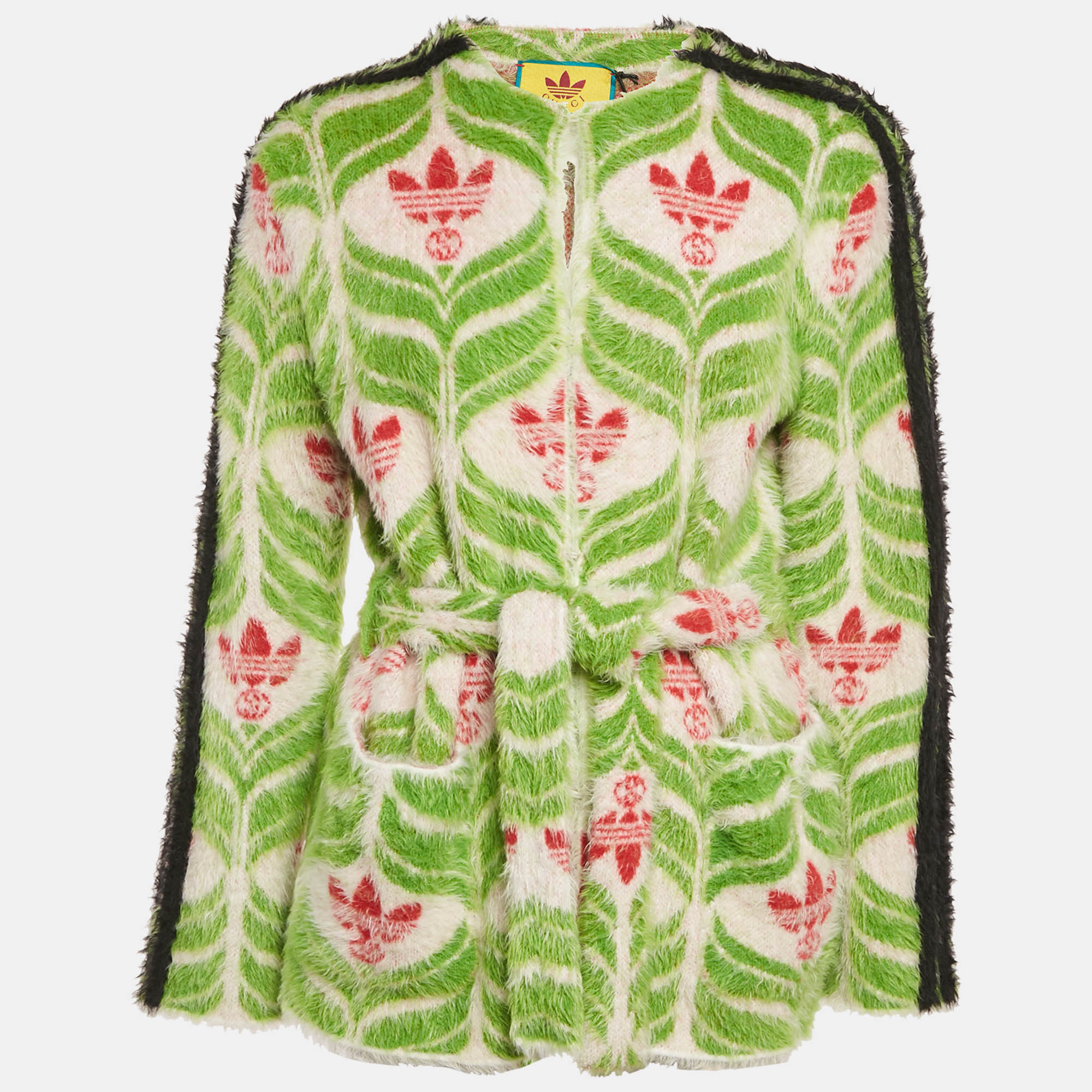 

Gucci x Adidas Green Monogram Textured Knit Cardigan XS