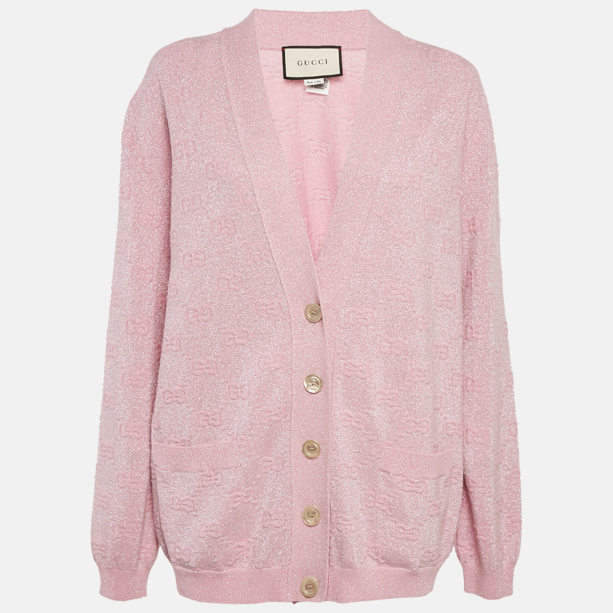 

Gucci Purple Interlocking GG Embossed Motif Knit Cardigan S