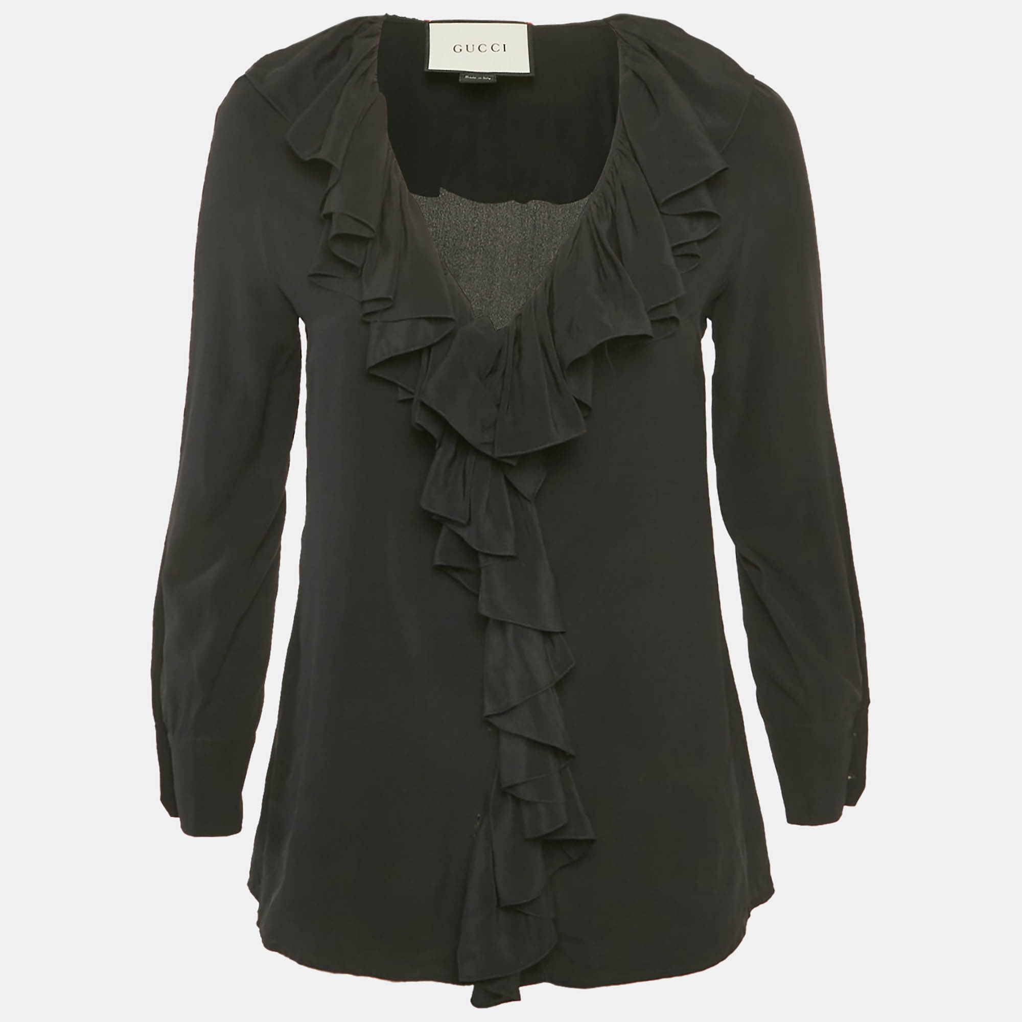 

Gucci Black Silk Ruffled Blouse M