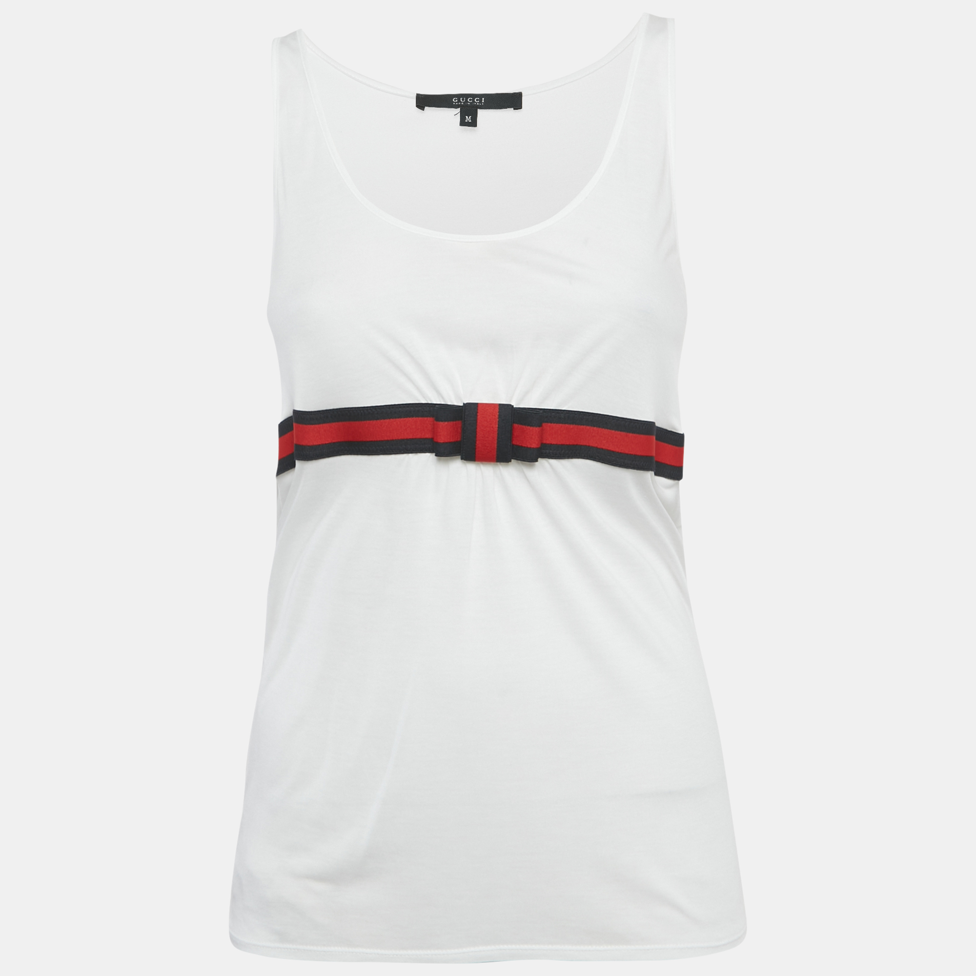

Gucci Vintage White Web Trim Jersey Tank Top M