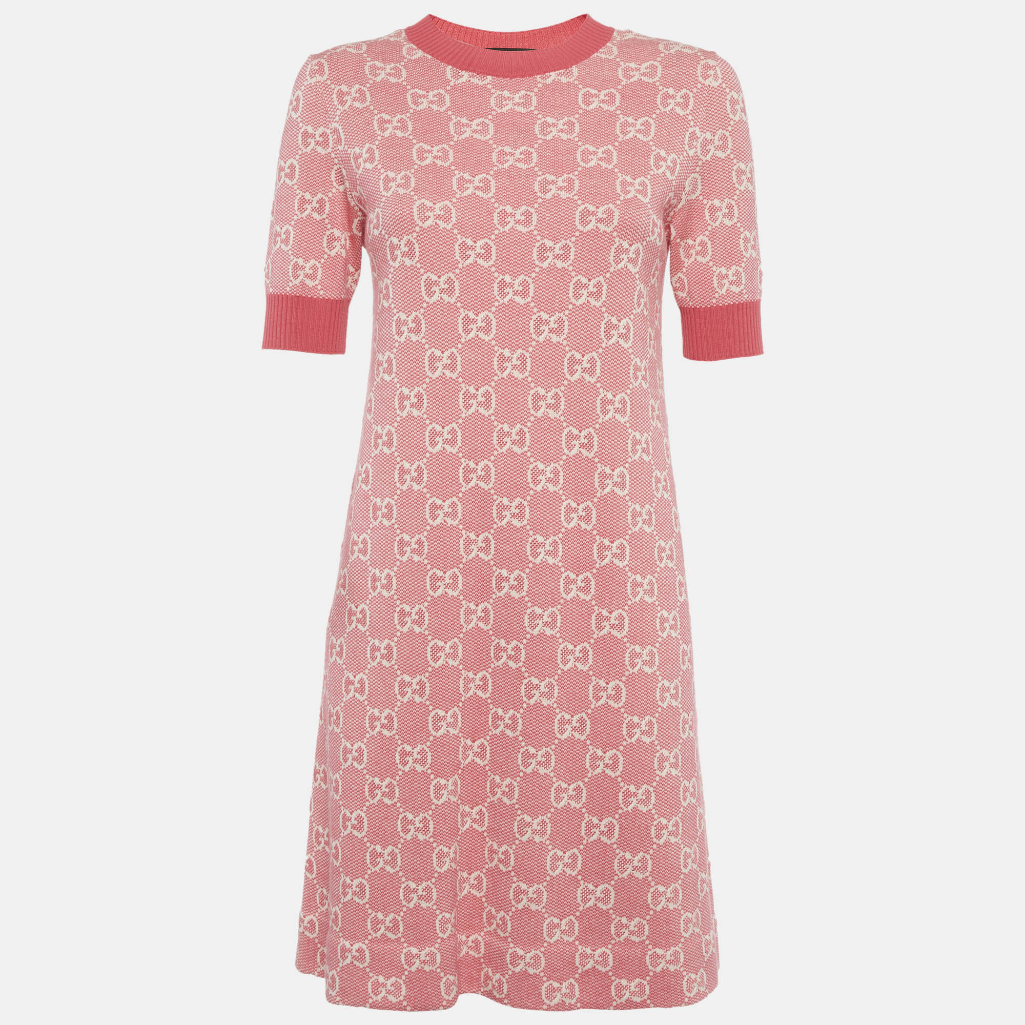 

Gucci Pink GG Jacquard Knit Mini Dress S