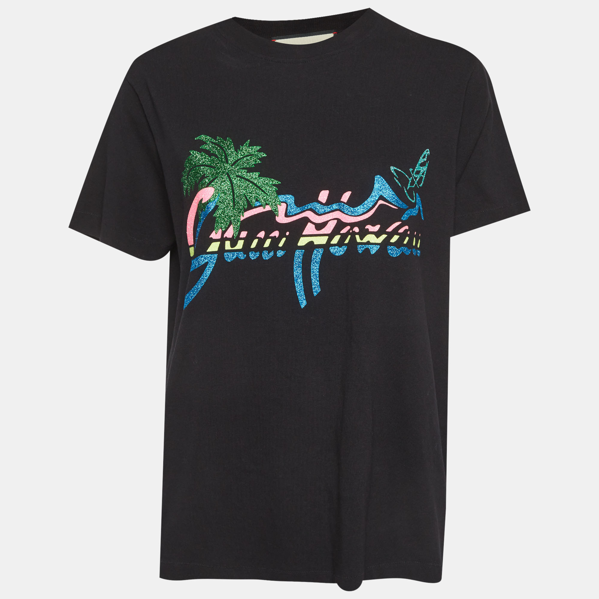 

Gucci Black Gucci Hawaii Print Jersey Crew Neck T-Shirt M