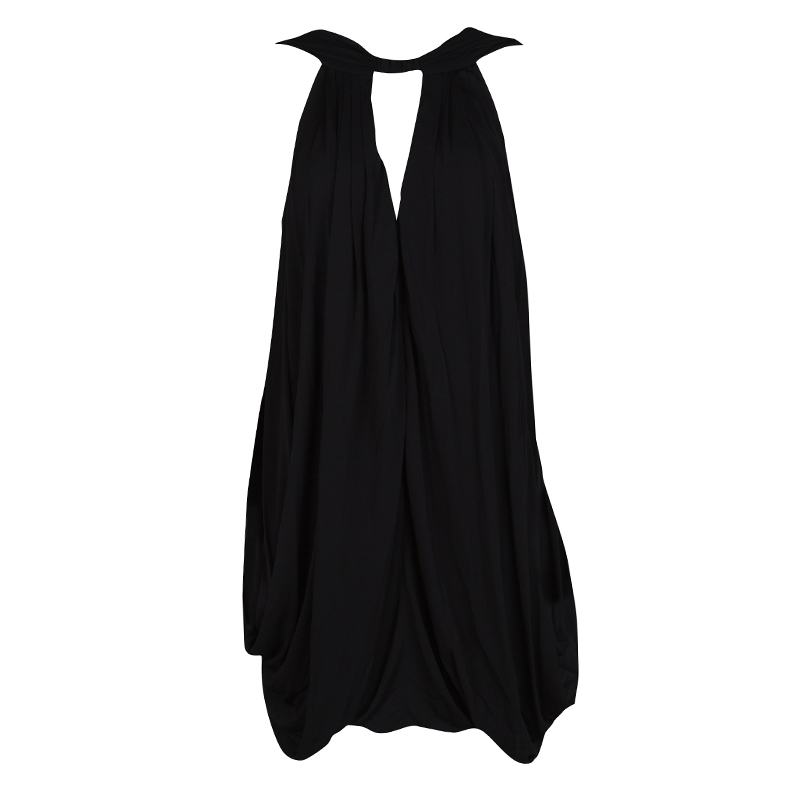 Pre Owned Gucci Black Cutout Detail Sleeveless Draped Dress M